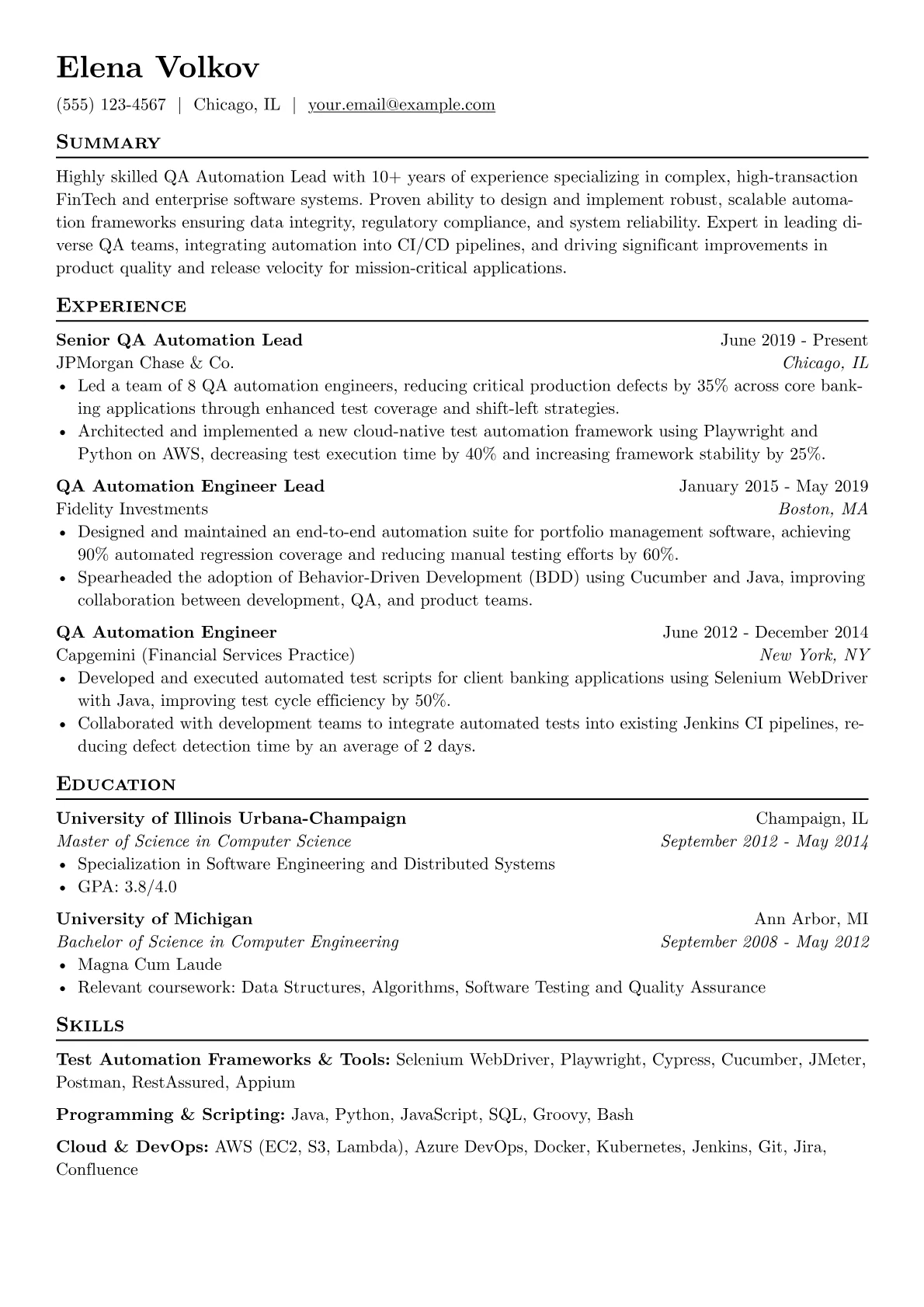 FinTech QA Automation Lead version - Page 1