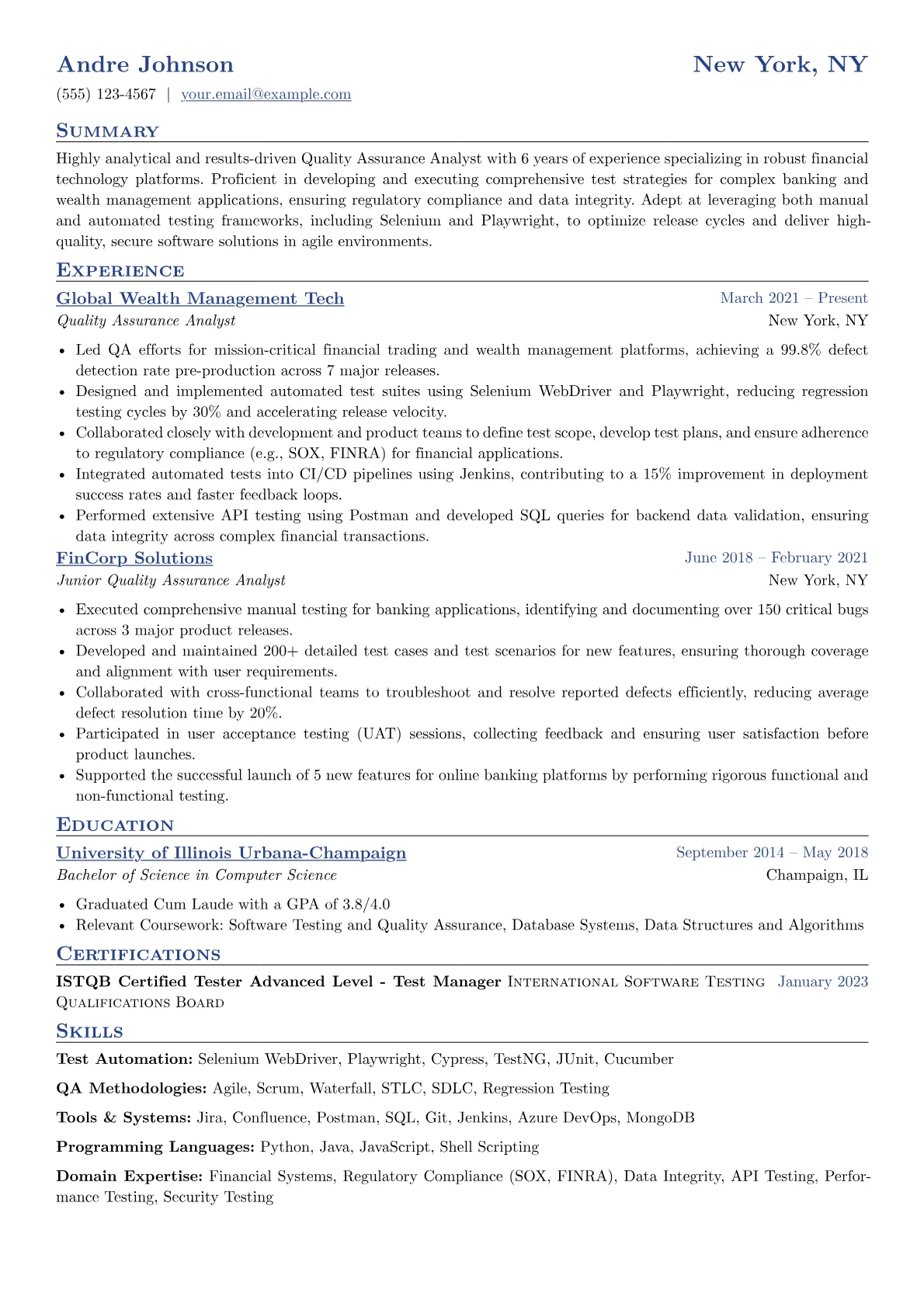 Fintech QA Analyst version - Page 1