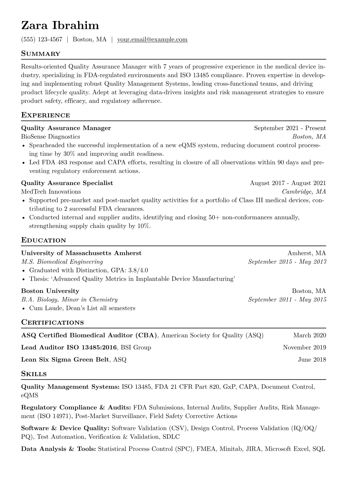 Medical Device QA Manager version - Page 1
