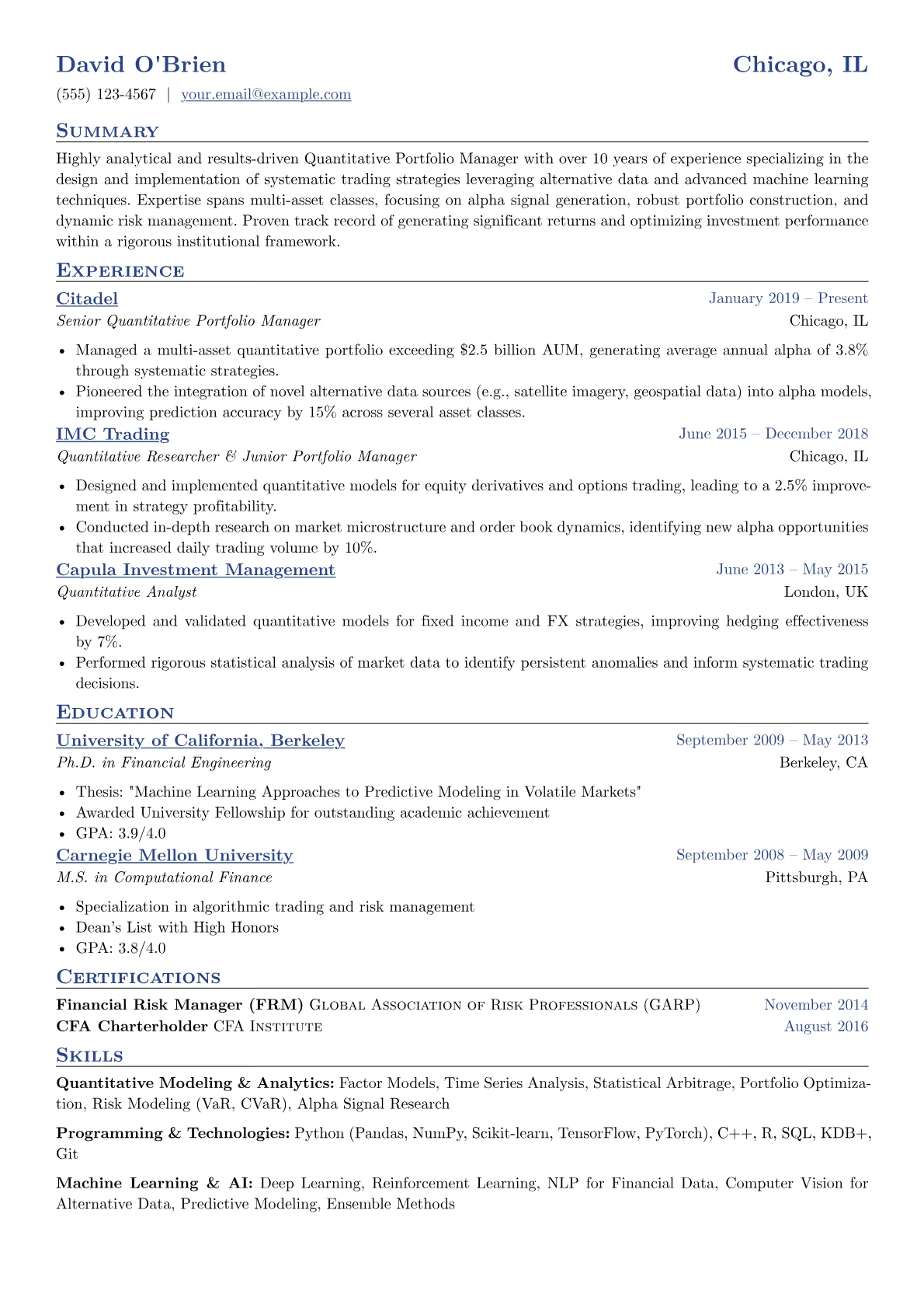 Quantitative Portfolio version - Page 1