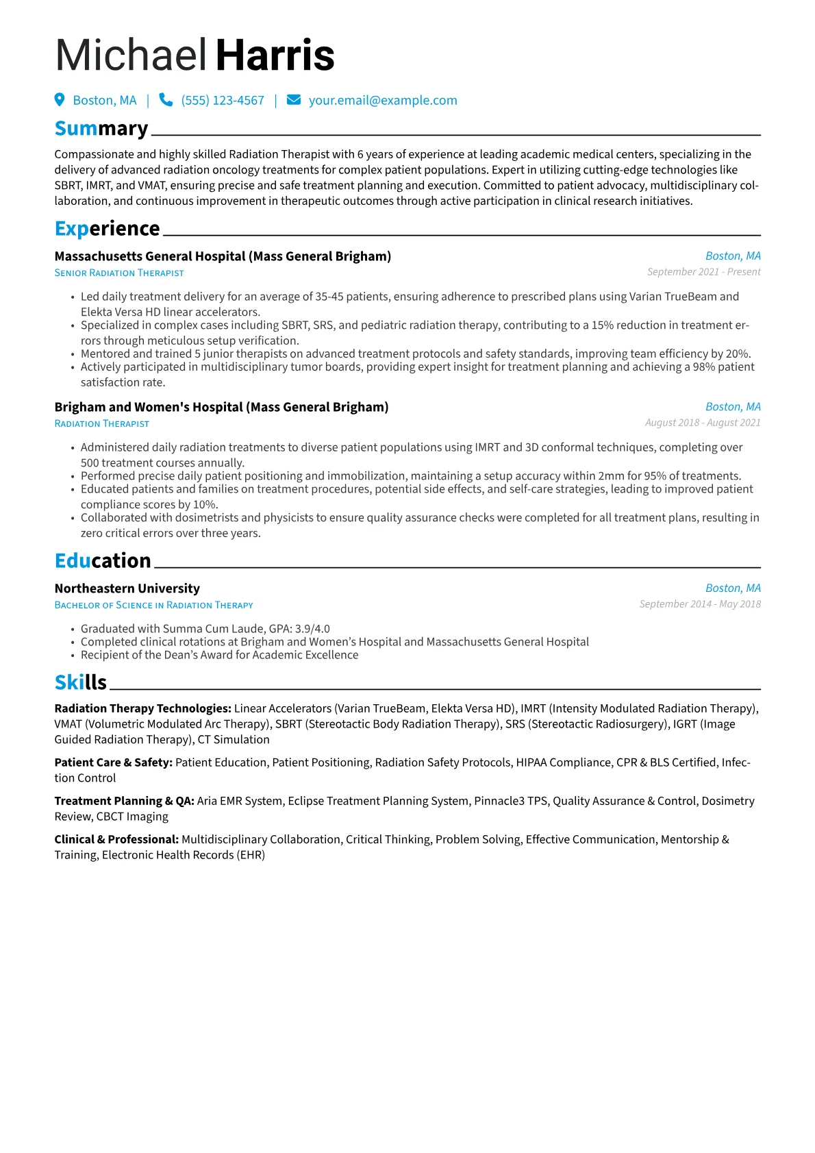 Radiation Therapist version - Page 1
