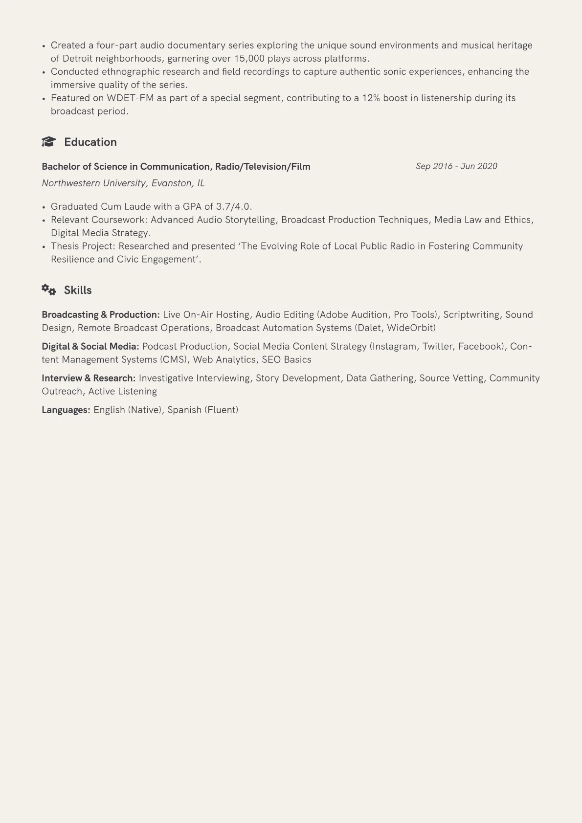 Radio Host resume example, Public Radio Host, page 2