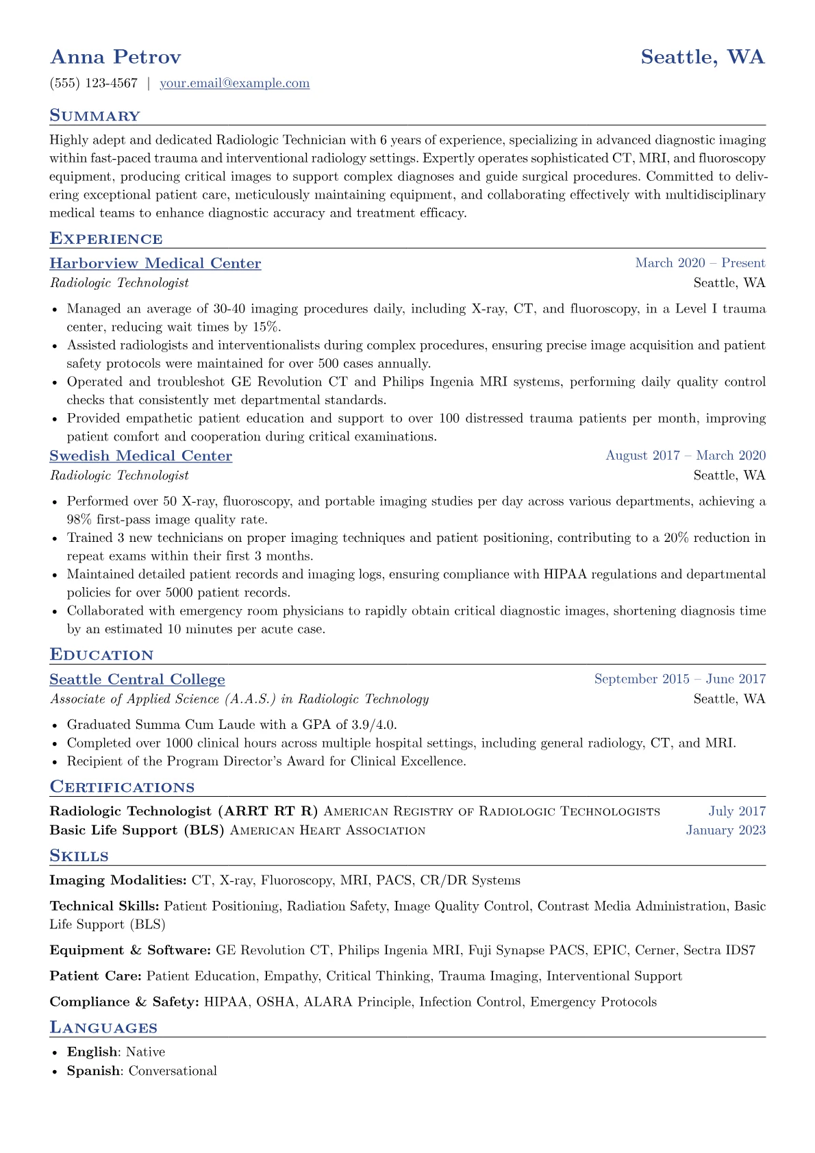 Radiologic Technician version - Page 1
