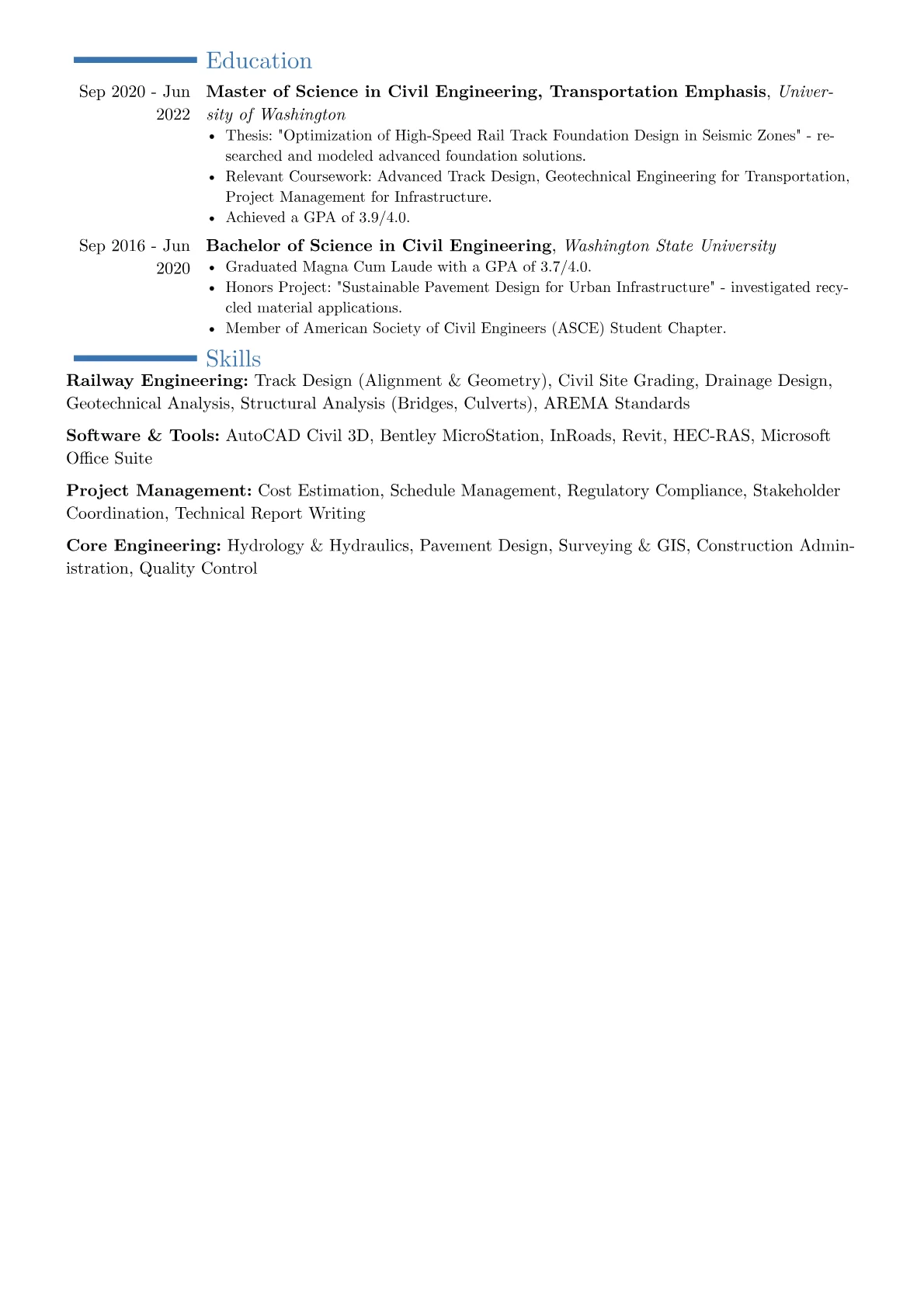 Railway Engineer resume example, Career changer, page 2