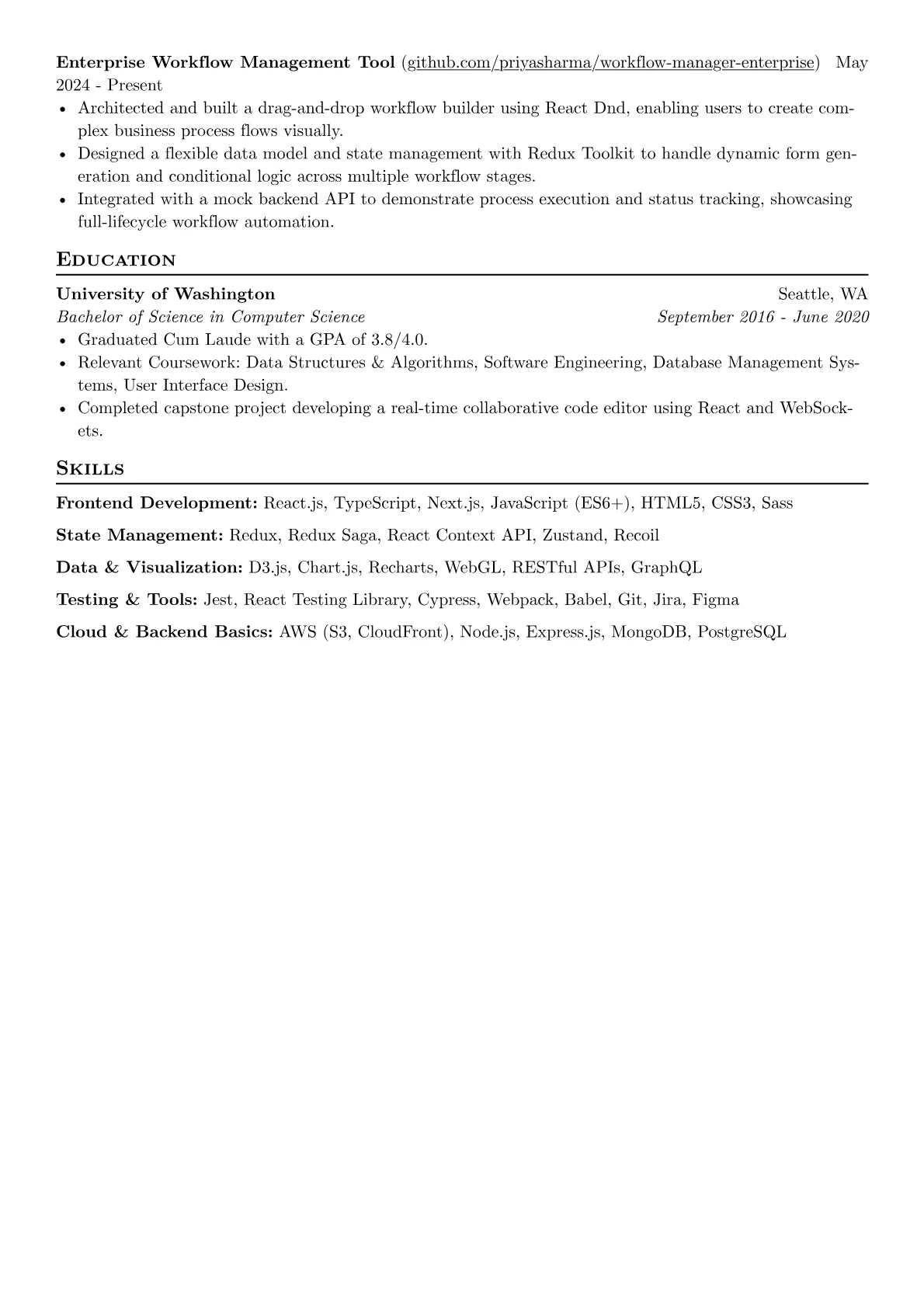 React Engineer resume example, React Engineer - Data, page 2