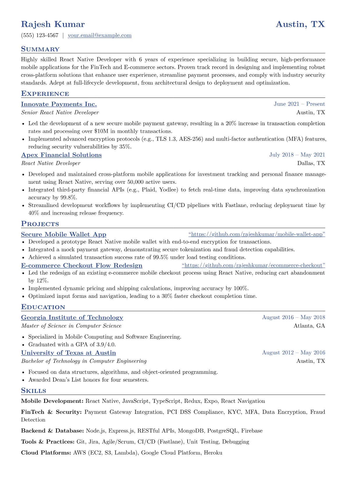 React Native Developer version - Page 1