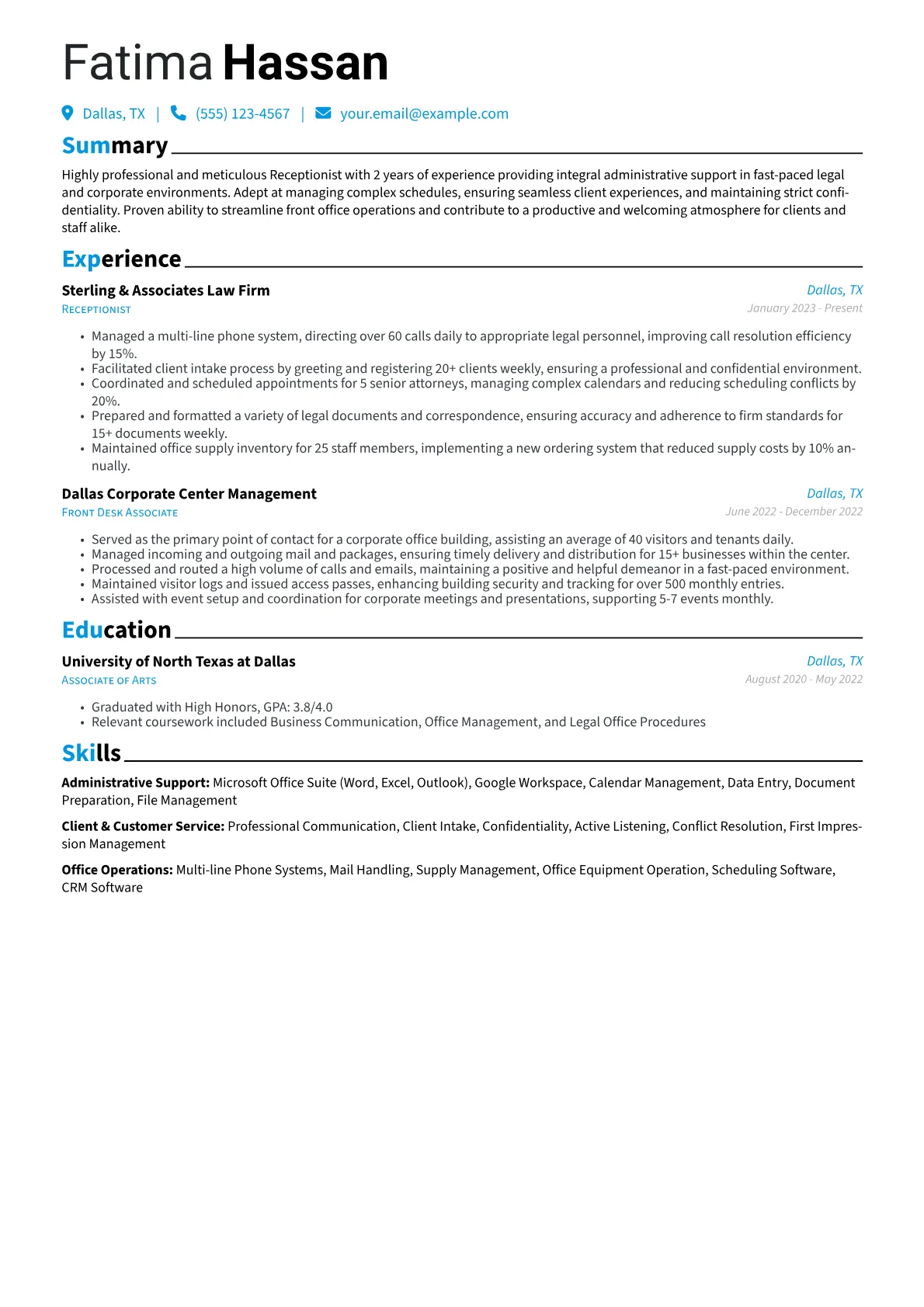 Legal Receptionist version - Page 1