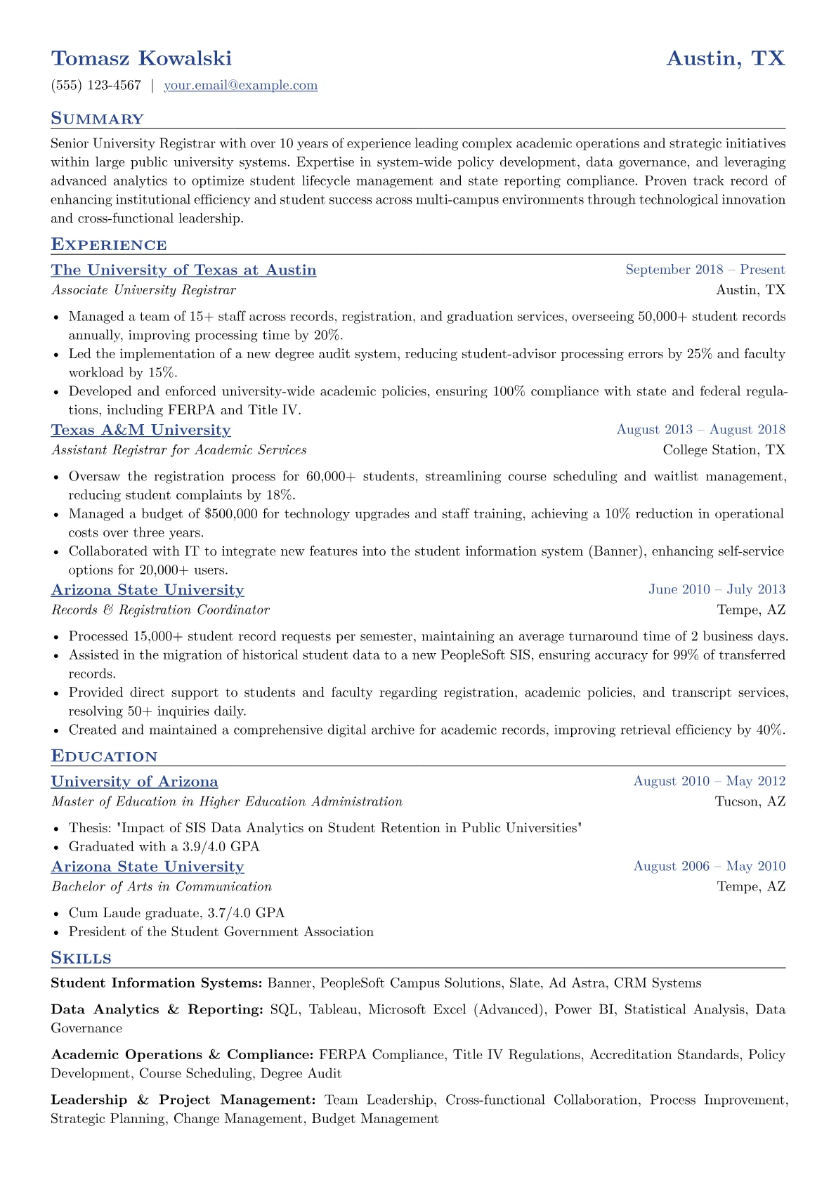 Registrar University version - Page 1