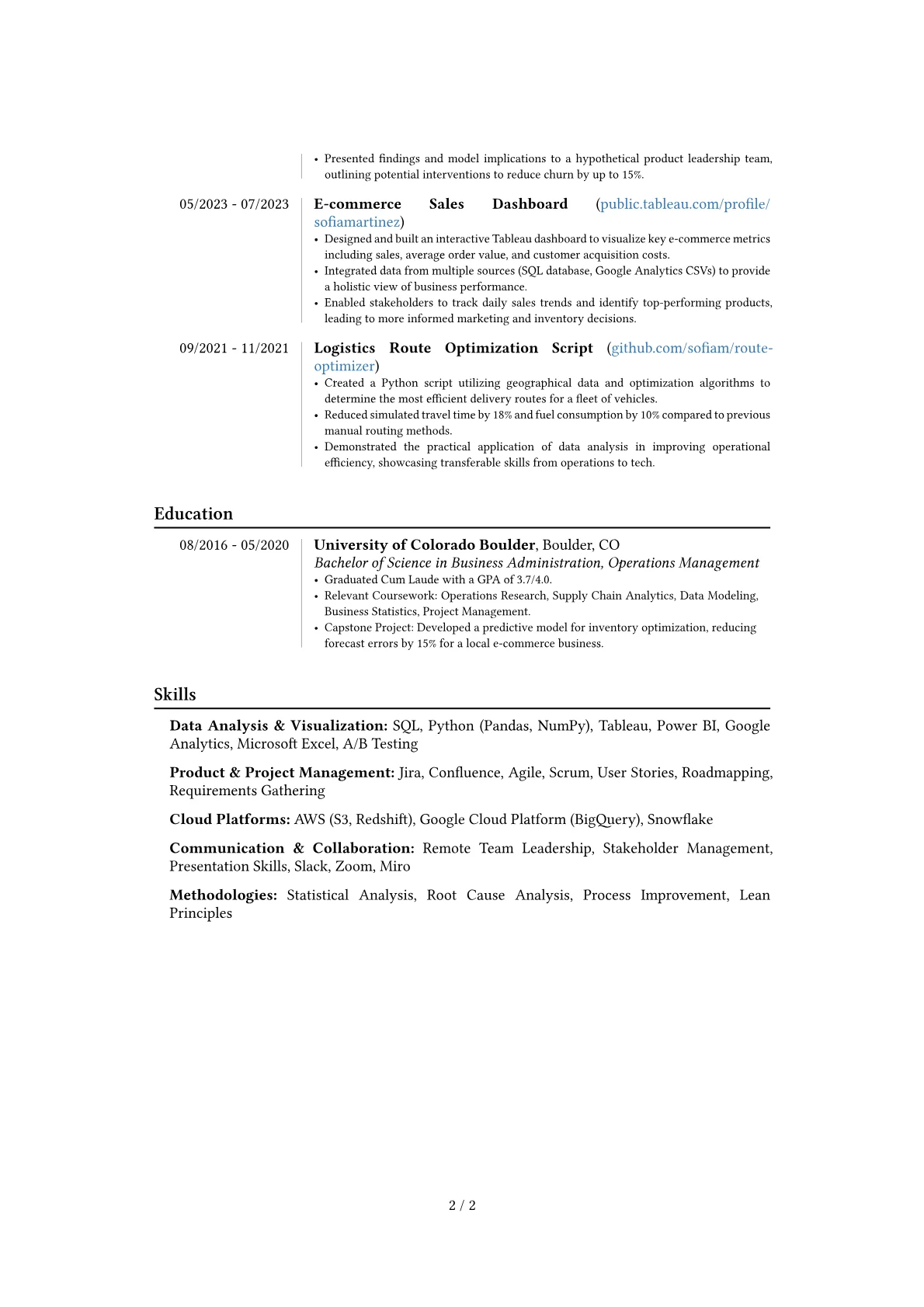 Remote Work resume example, Career changer, page 2