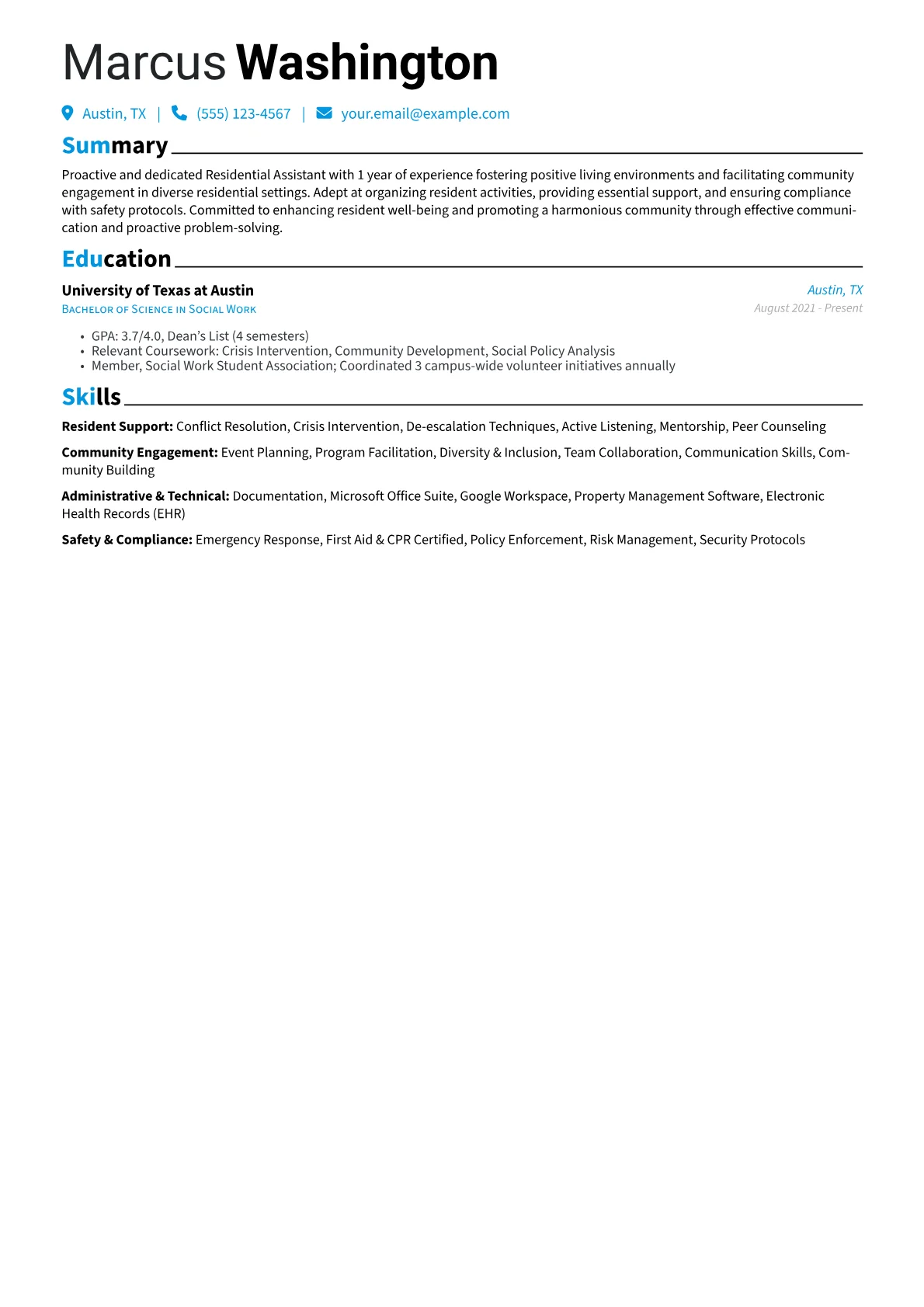 Resident Support version - Page 1