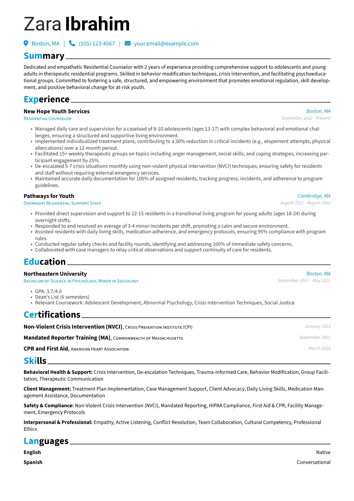 Residential Counselor version - Page 1
