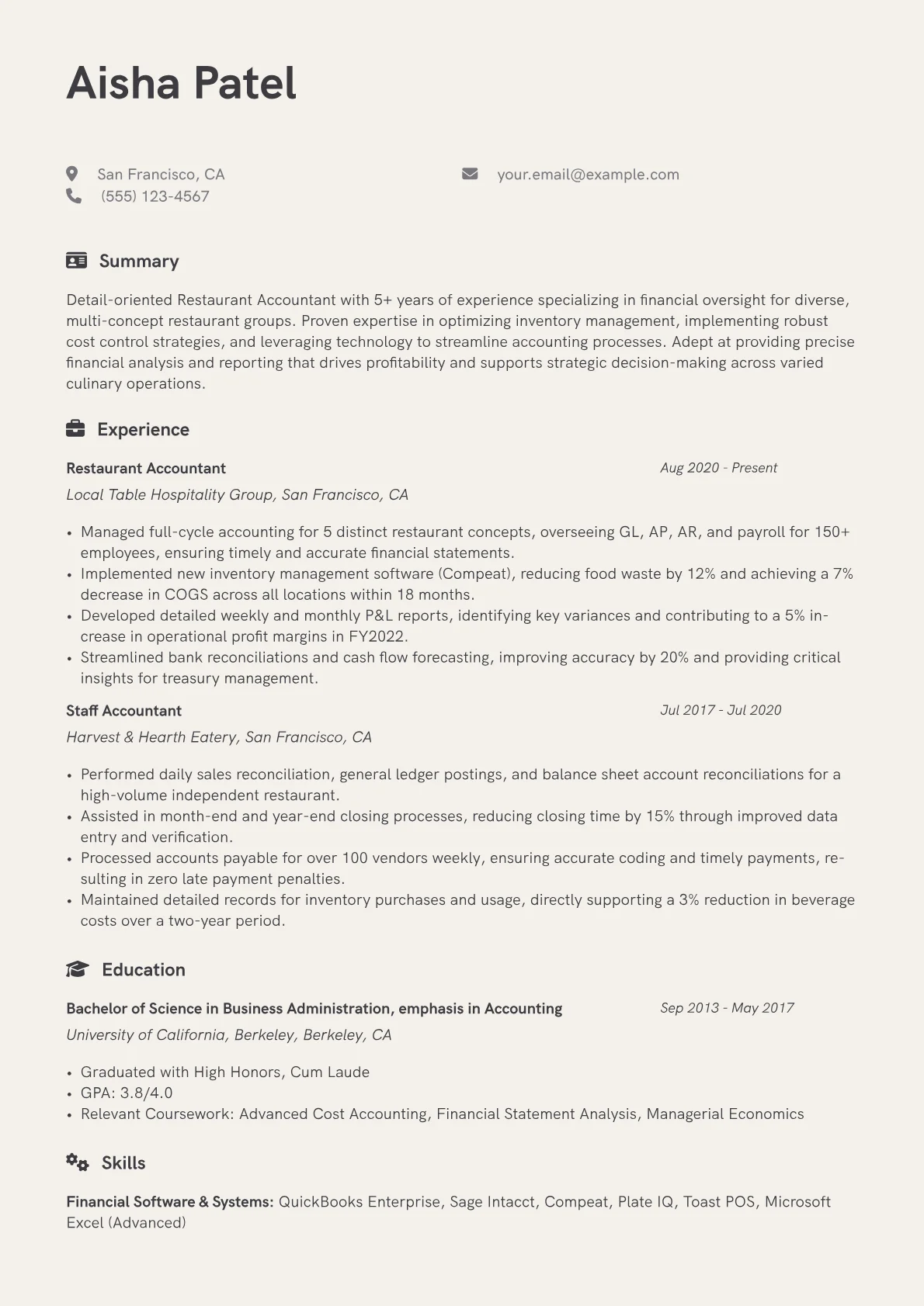Restaurant Accountant version - Page 1