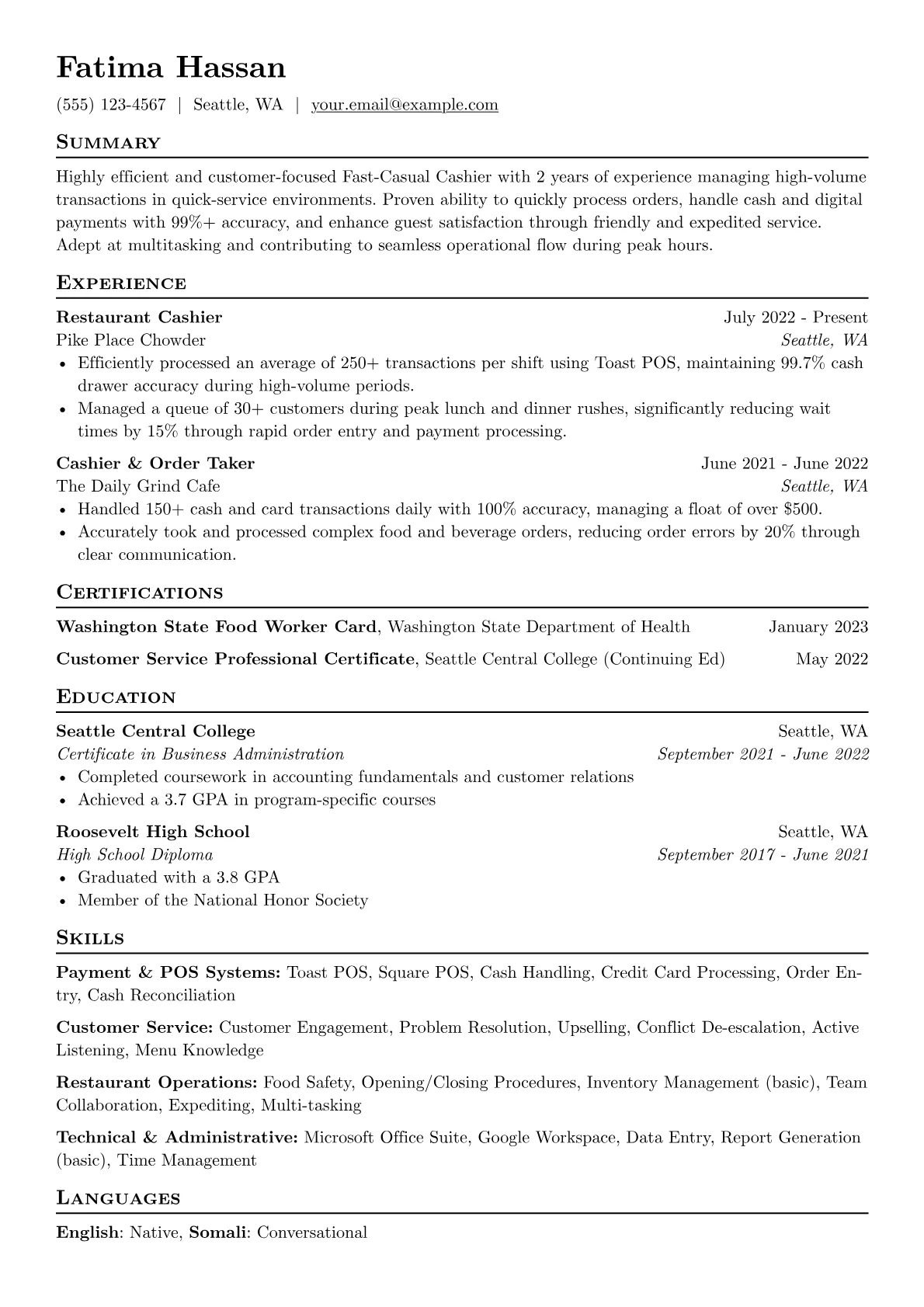Restaurant Cashier version - Page 1