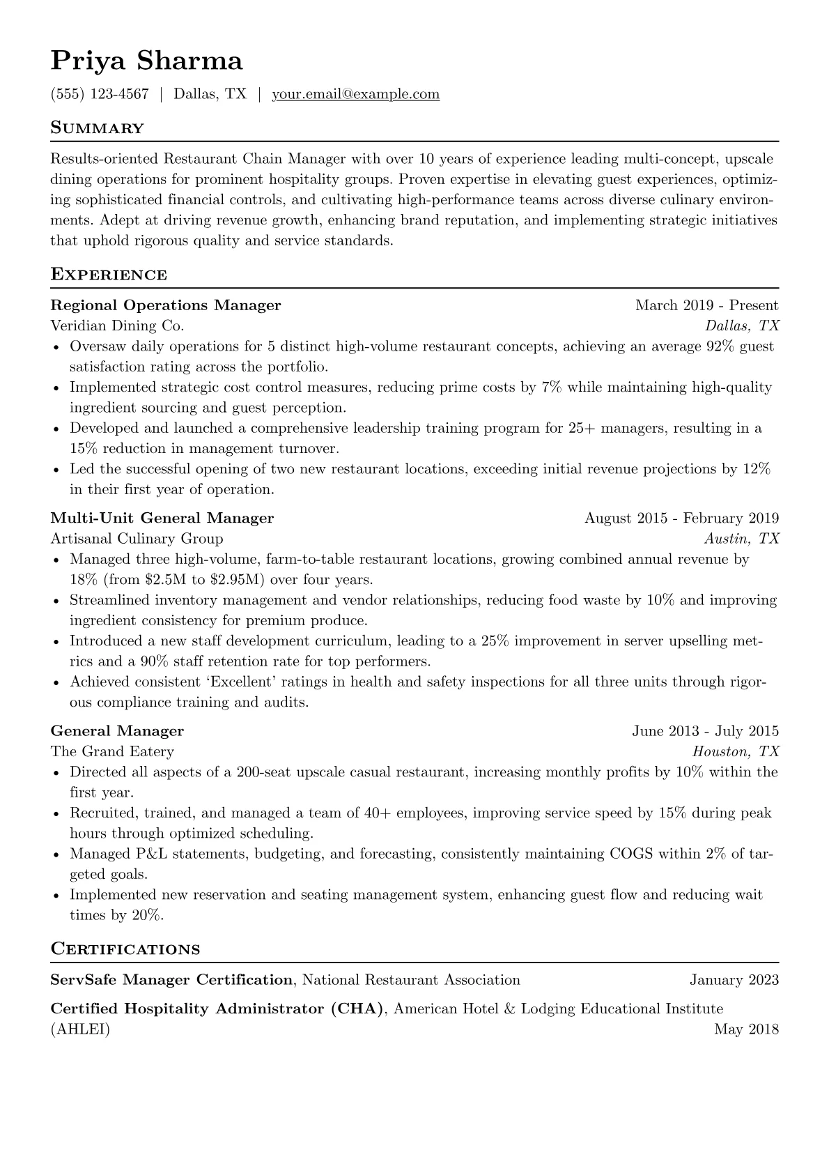 Restaurant Operations version - Page 1