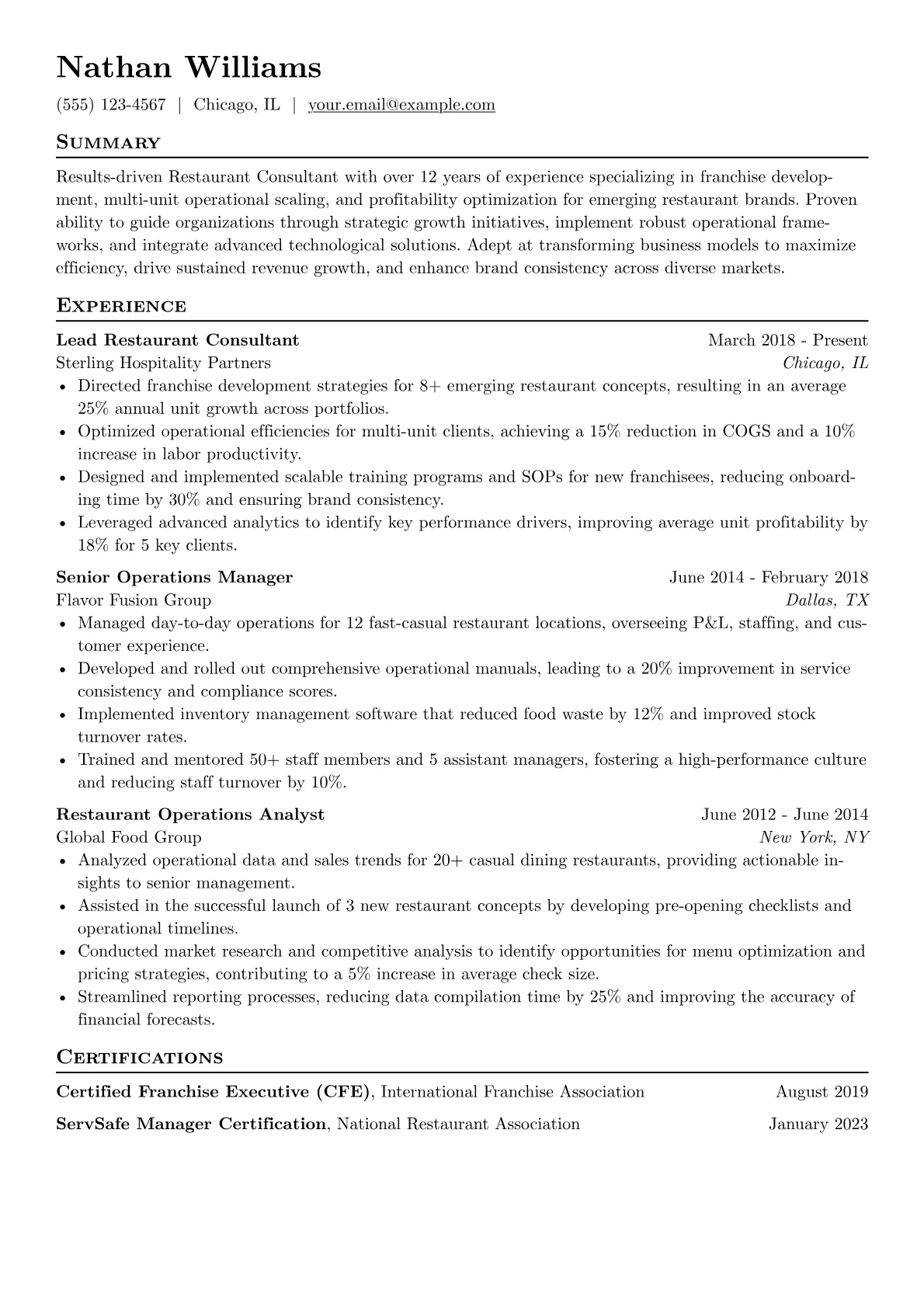 Restaurant Operations version - Page 1
