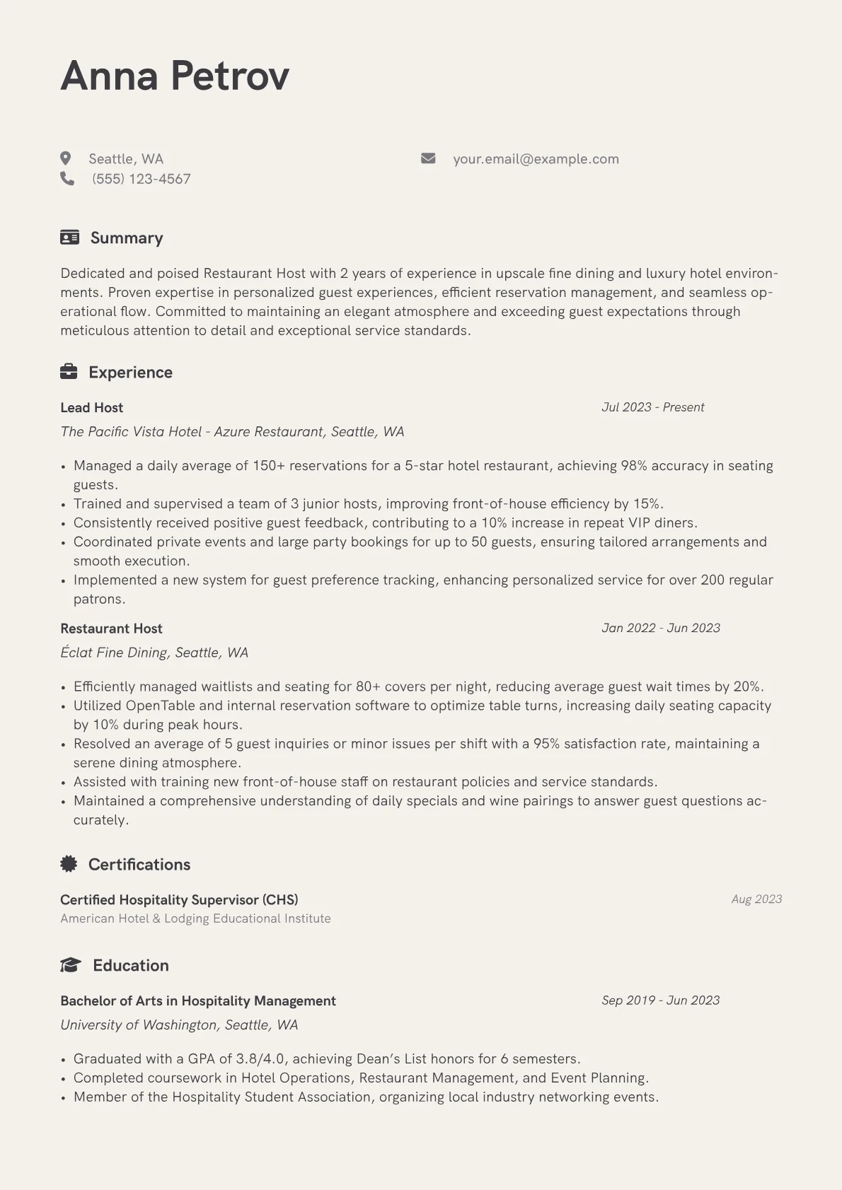 Upscale Fine Dining Host version - Page 1