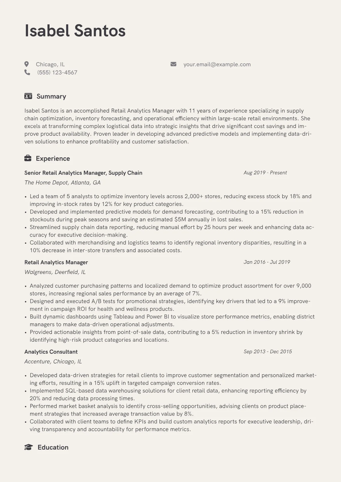 Retail Analytics version - Page 1