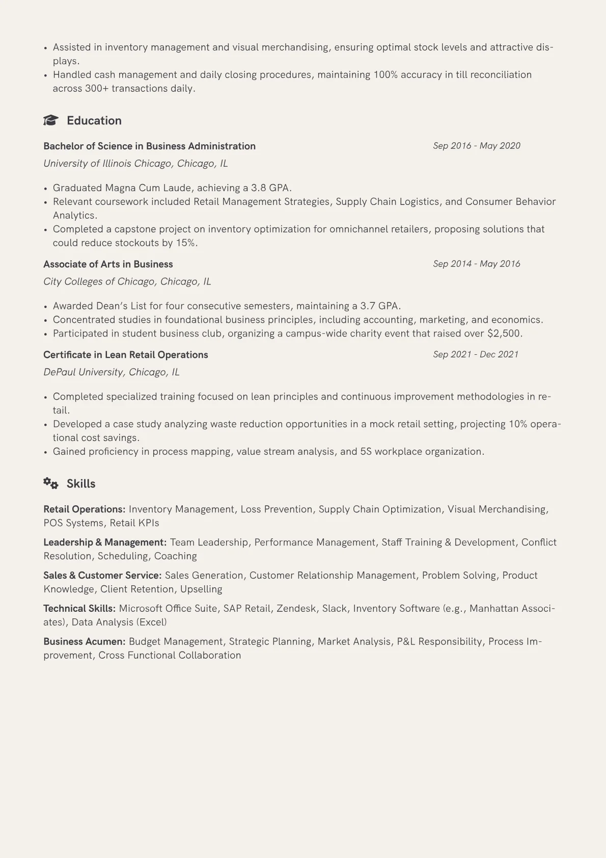 Retail Assistant Store Manager resume example, Electronics & Home Goods, page 2