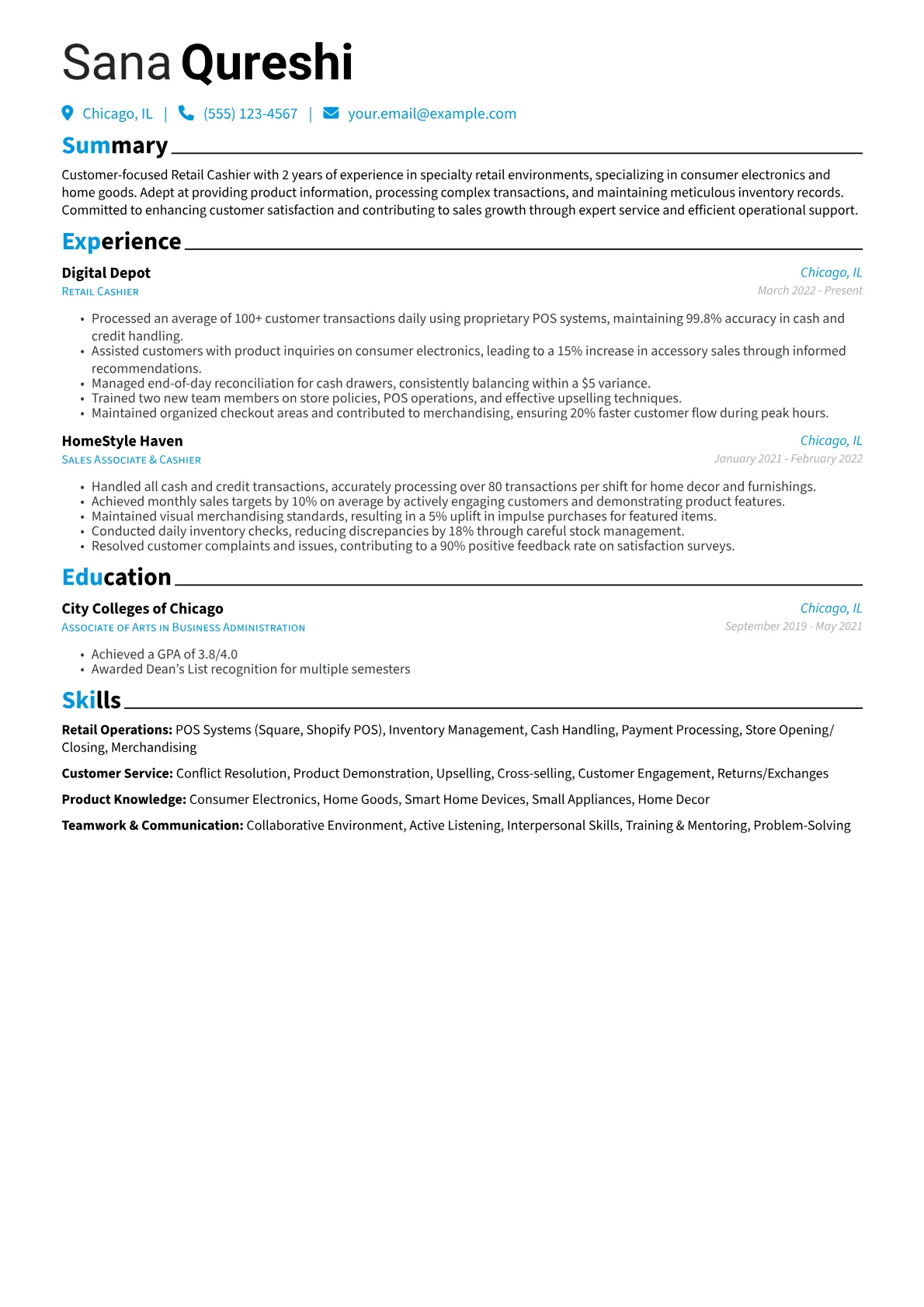 Specialty Retail Cashier version - Page 1