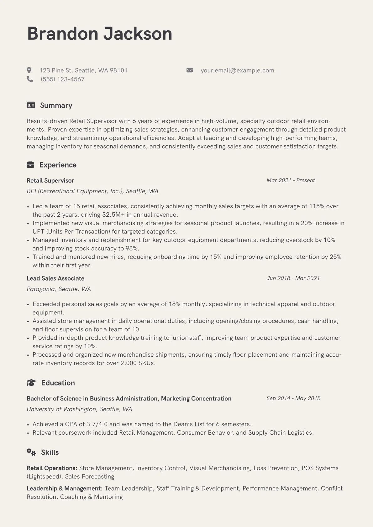 Retail Operations version - Page 1