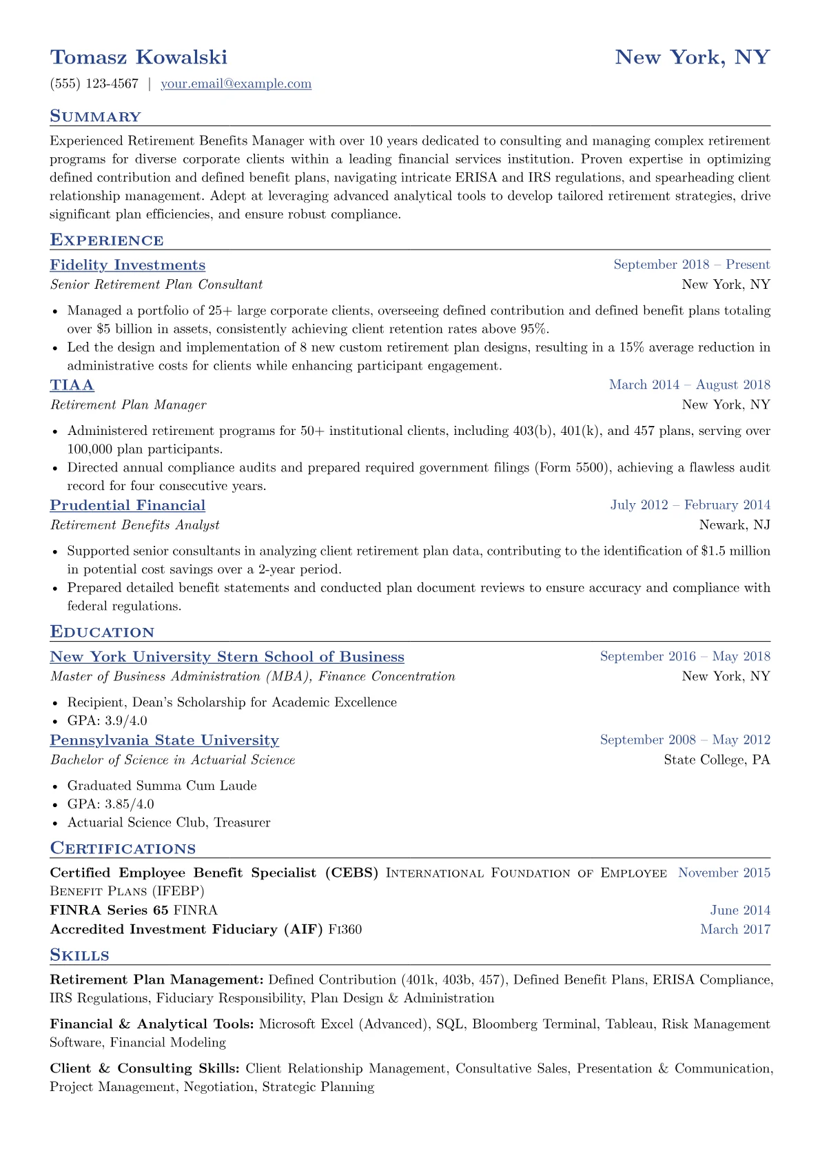 Retirement Benefits version - Page 1