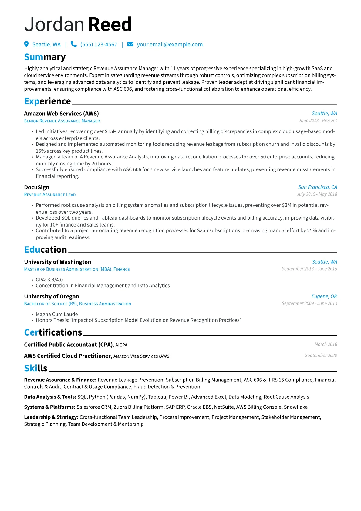 Revenue Assurance version - Page 1