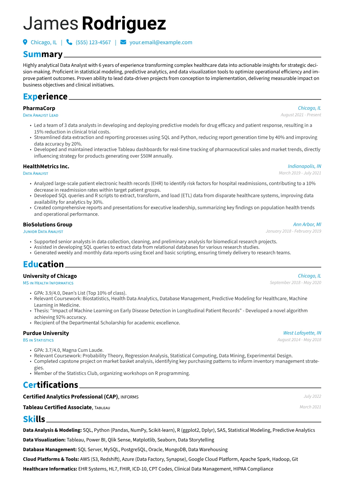 Reverse Chronological resume example, Reverse Chronological, page 1