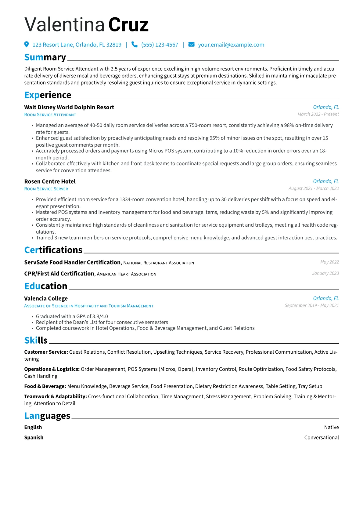 Resort Room Service version - Page 1