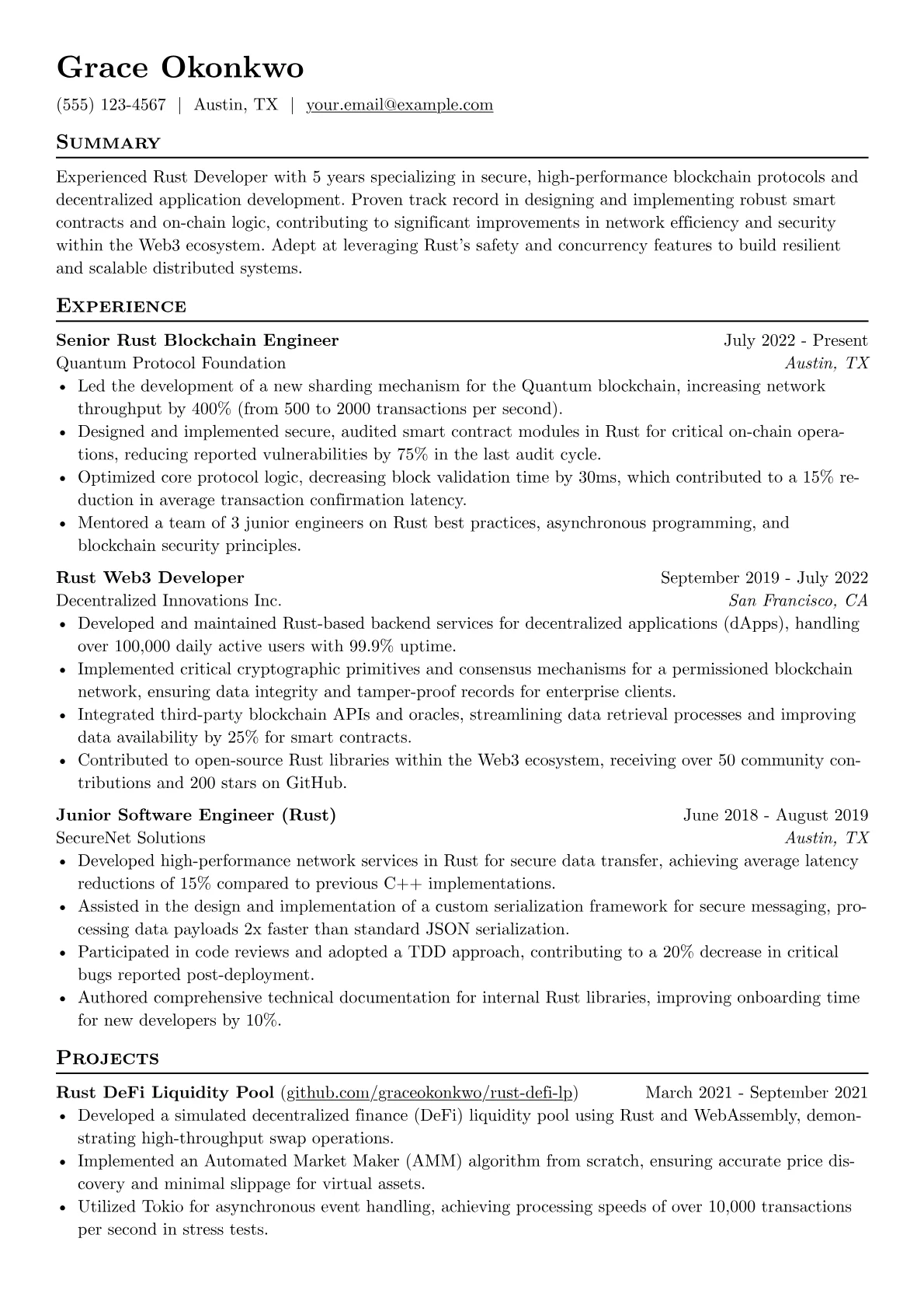 Rust Blockchain Developer version - Page 1
