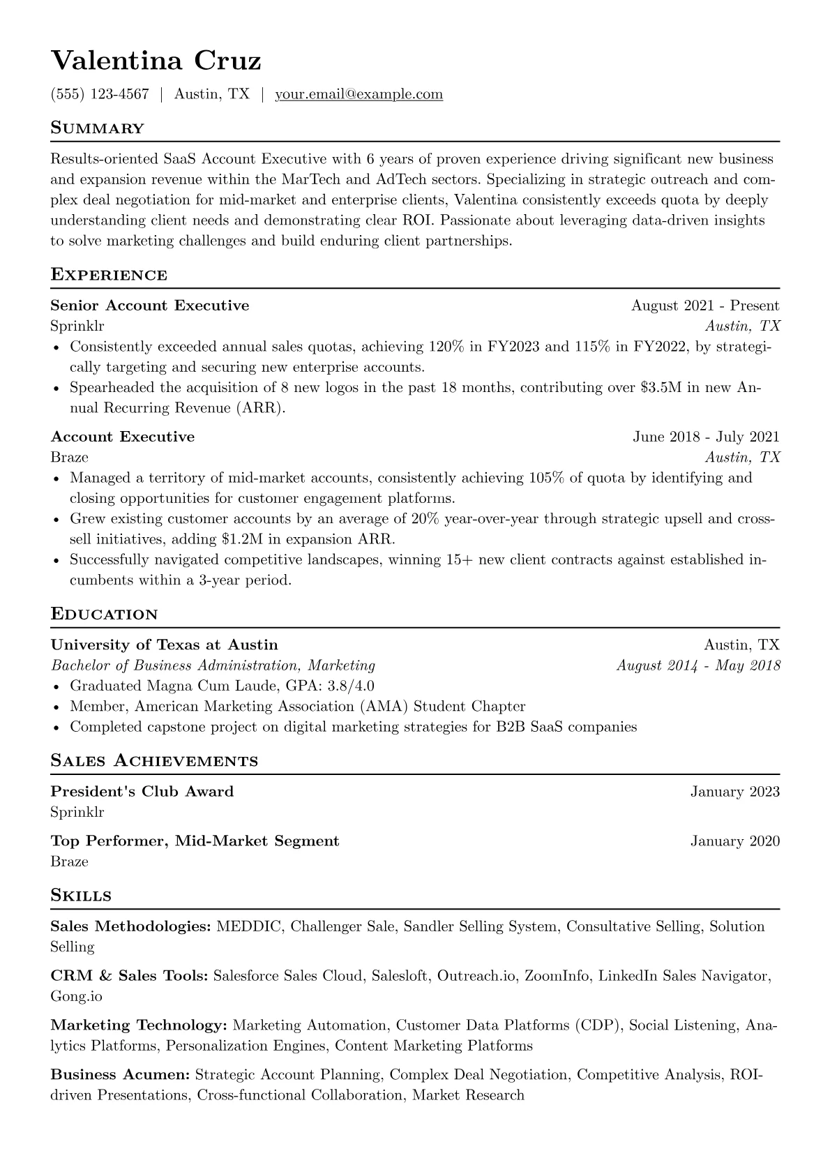SaaS Account Executive version - Page 1