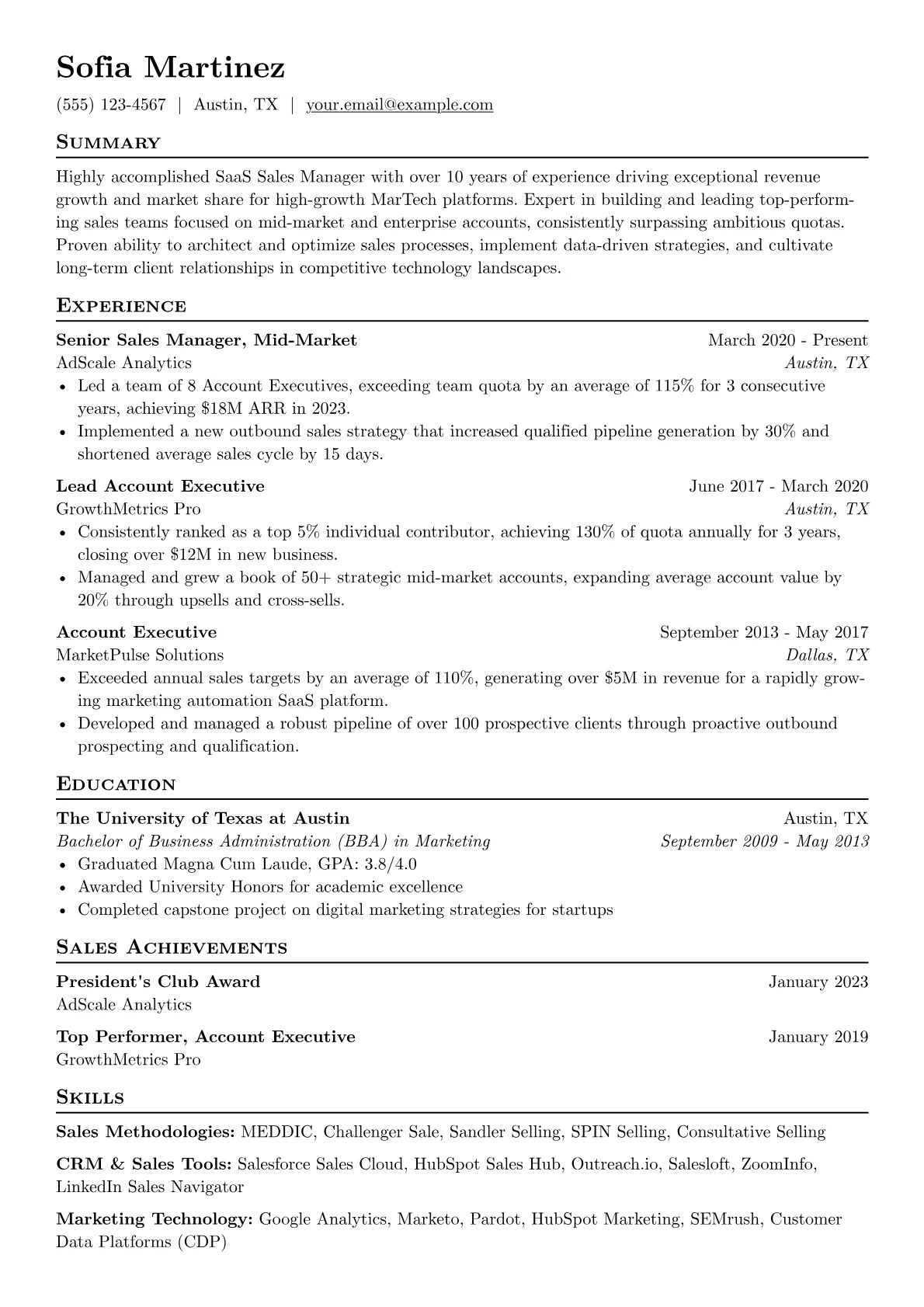 MarTech SaaS Sales Manager version - Page 1