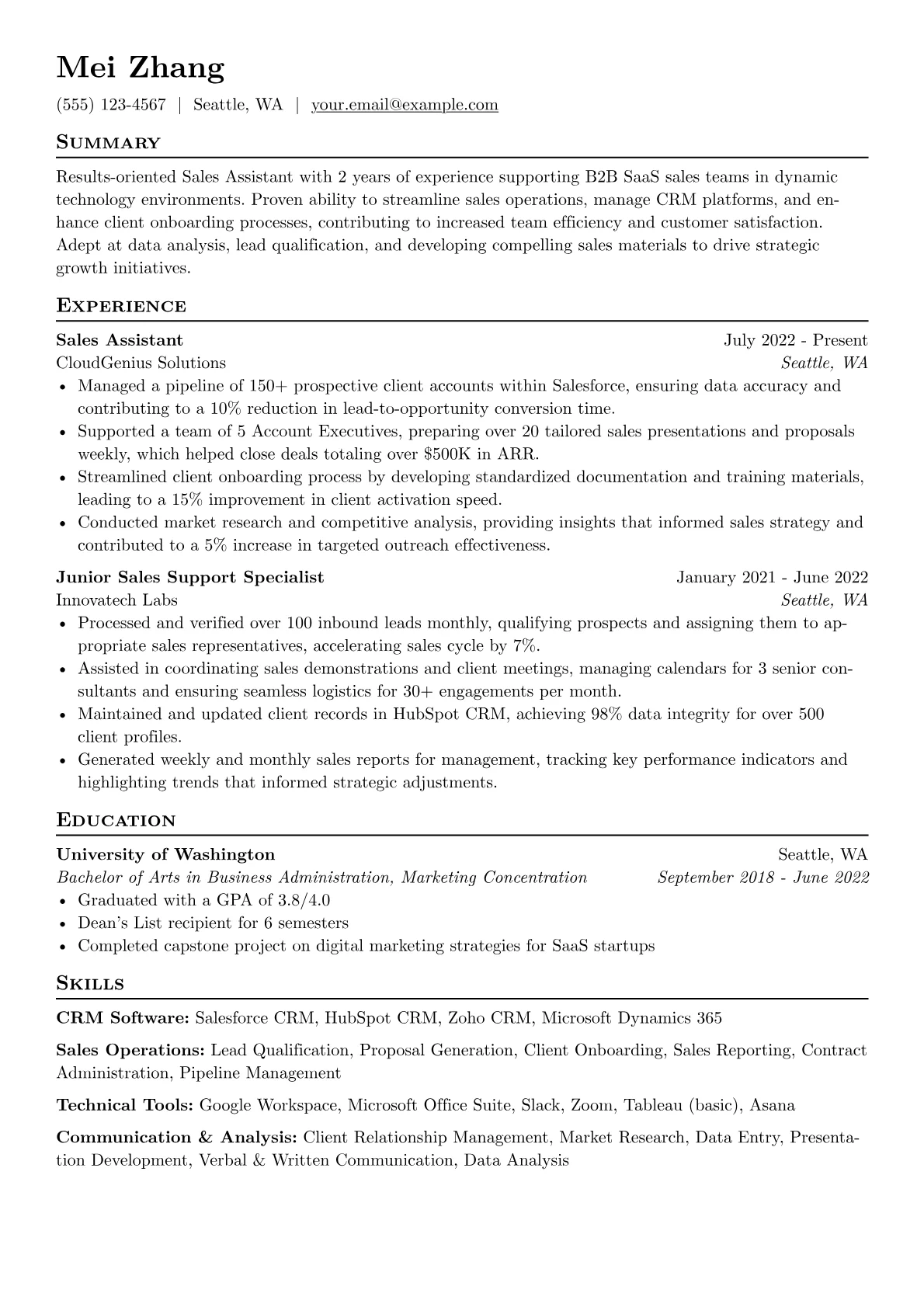 SaaS Sales Support version - Page 1