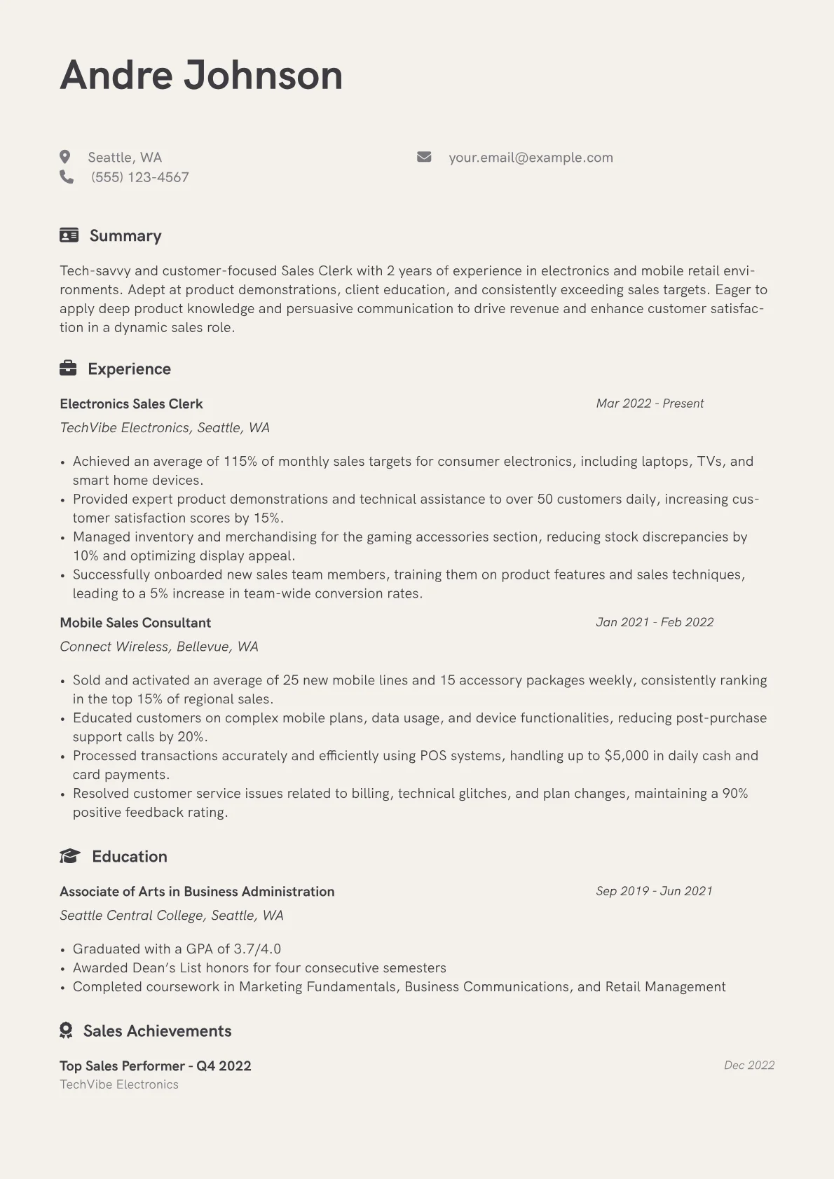 Electronics Sales Clerk version - Page 1