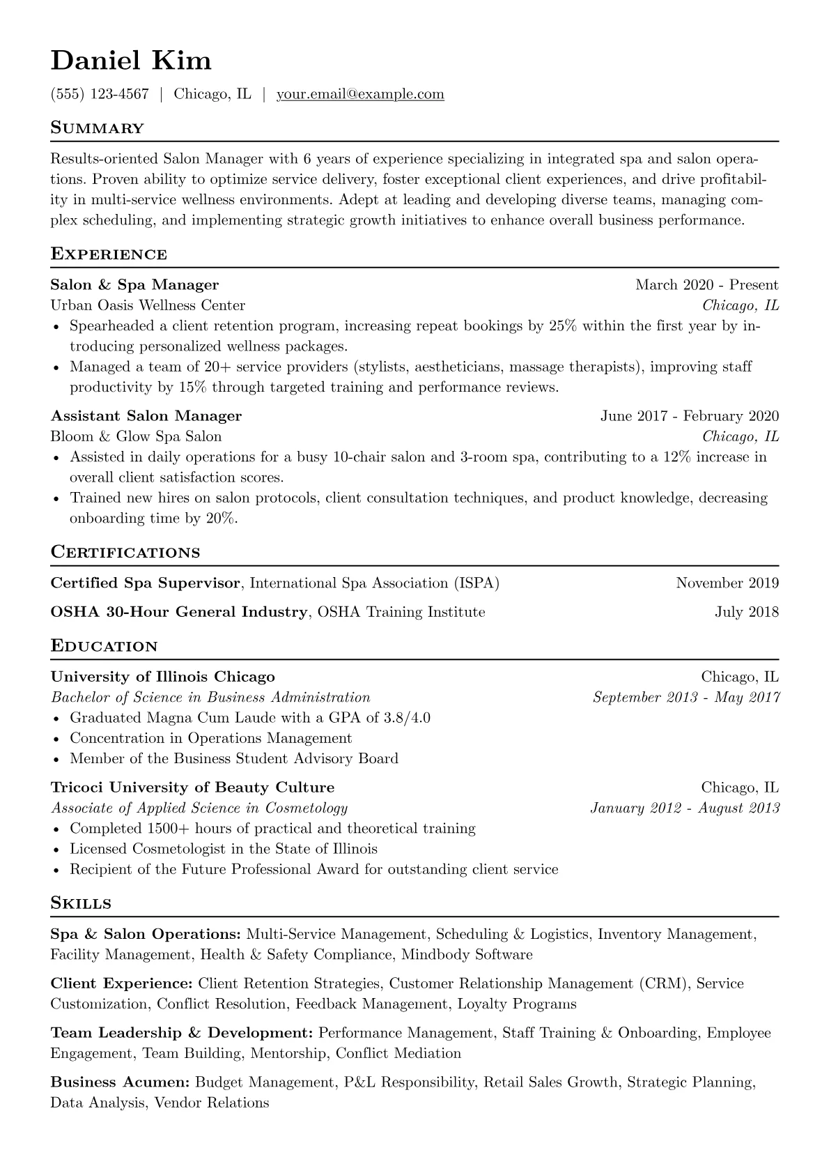 Spa & Salon Operations version - Page 1