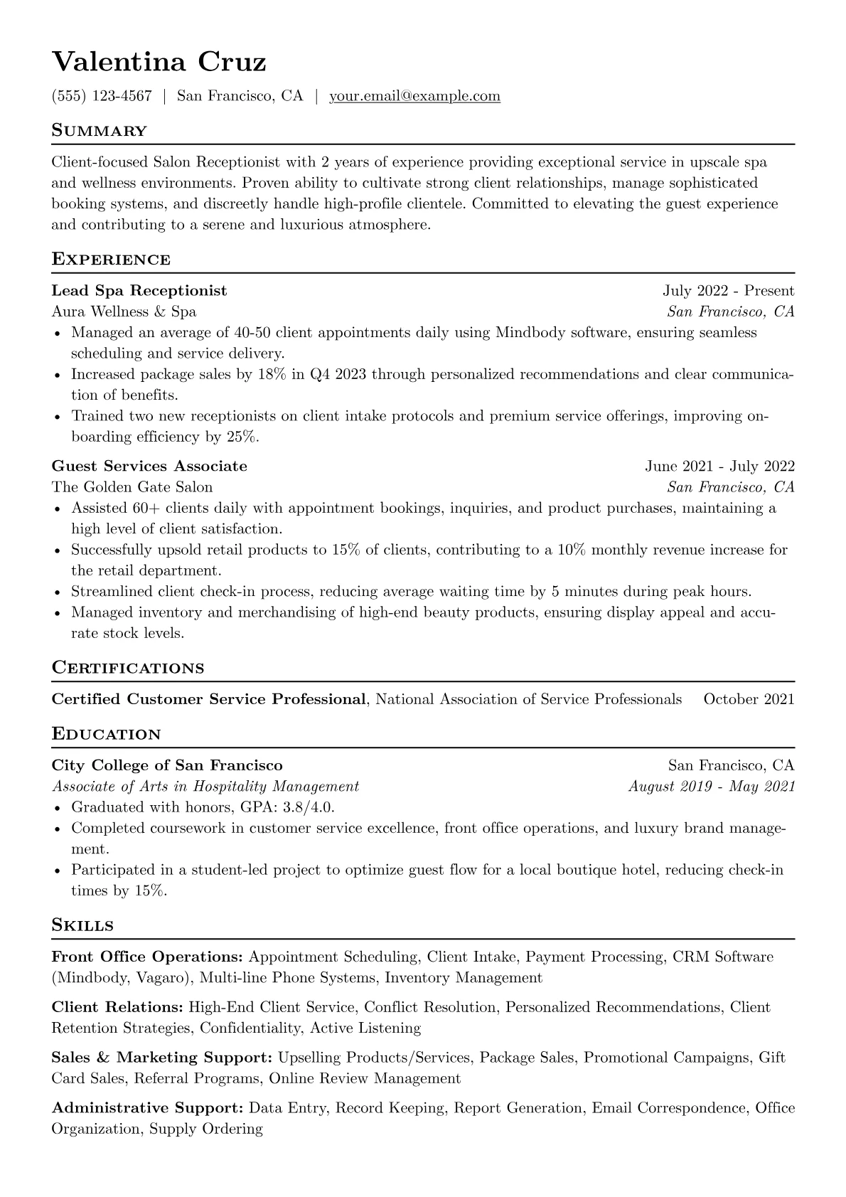 Luxury Spa Receptionist version - Page 1