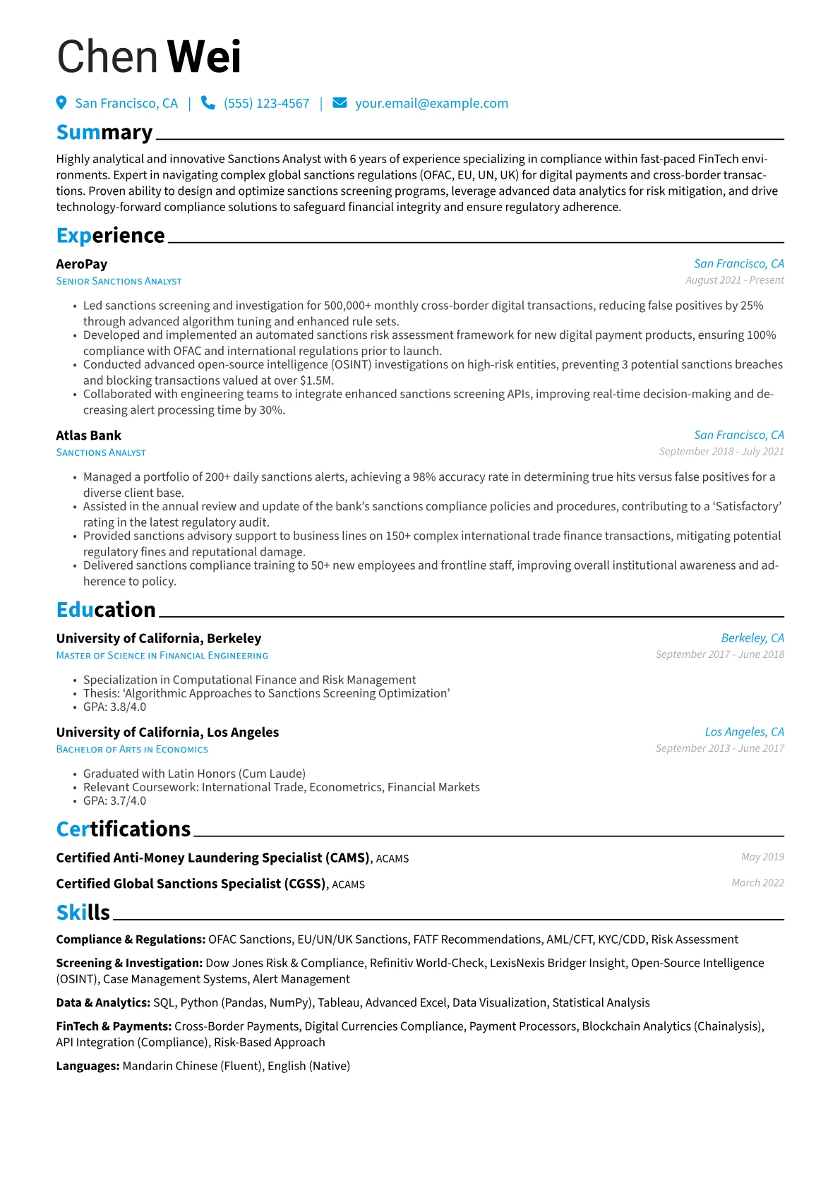 FinTech Sanctions Analyst version - Page 1