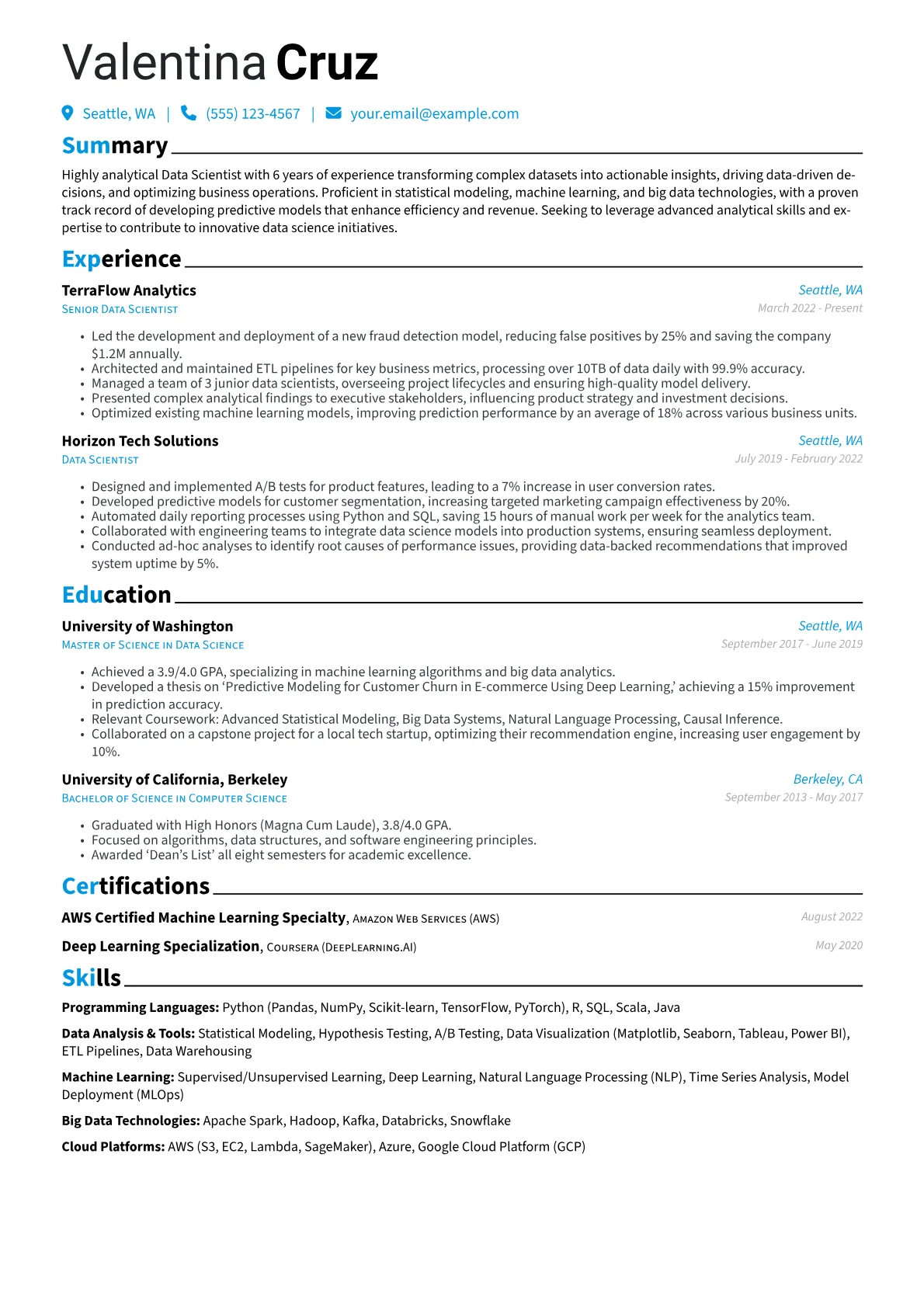 Scannable resume example, Scannable, page 1