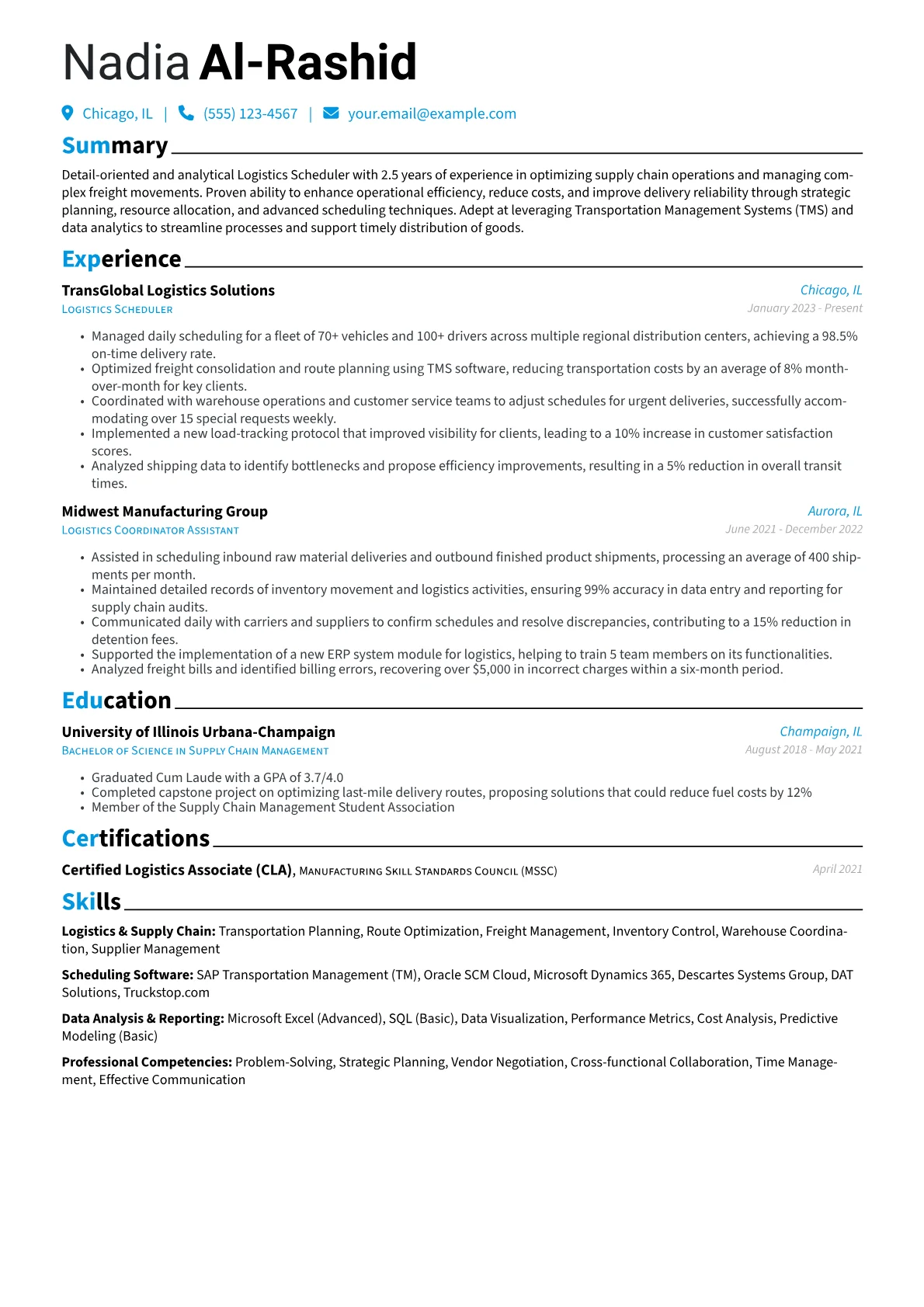 Logistics Scheduler version - Page 1