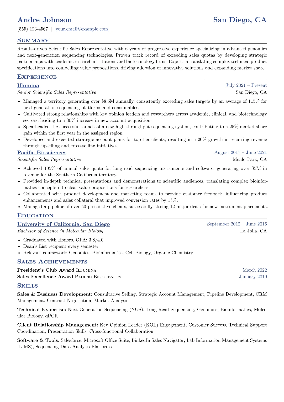 Genomics Sales Specialist version - Page 1