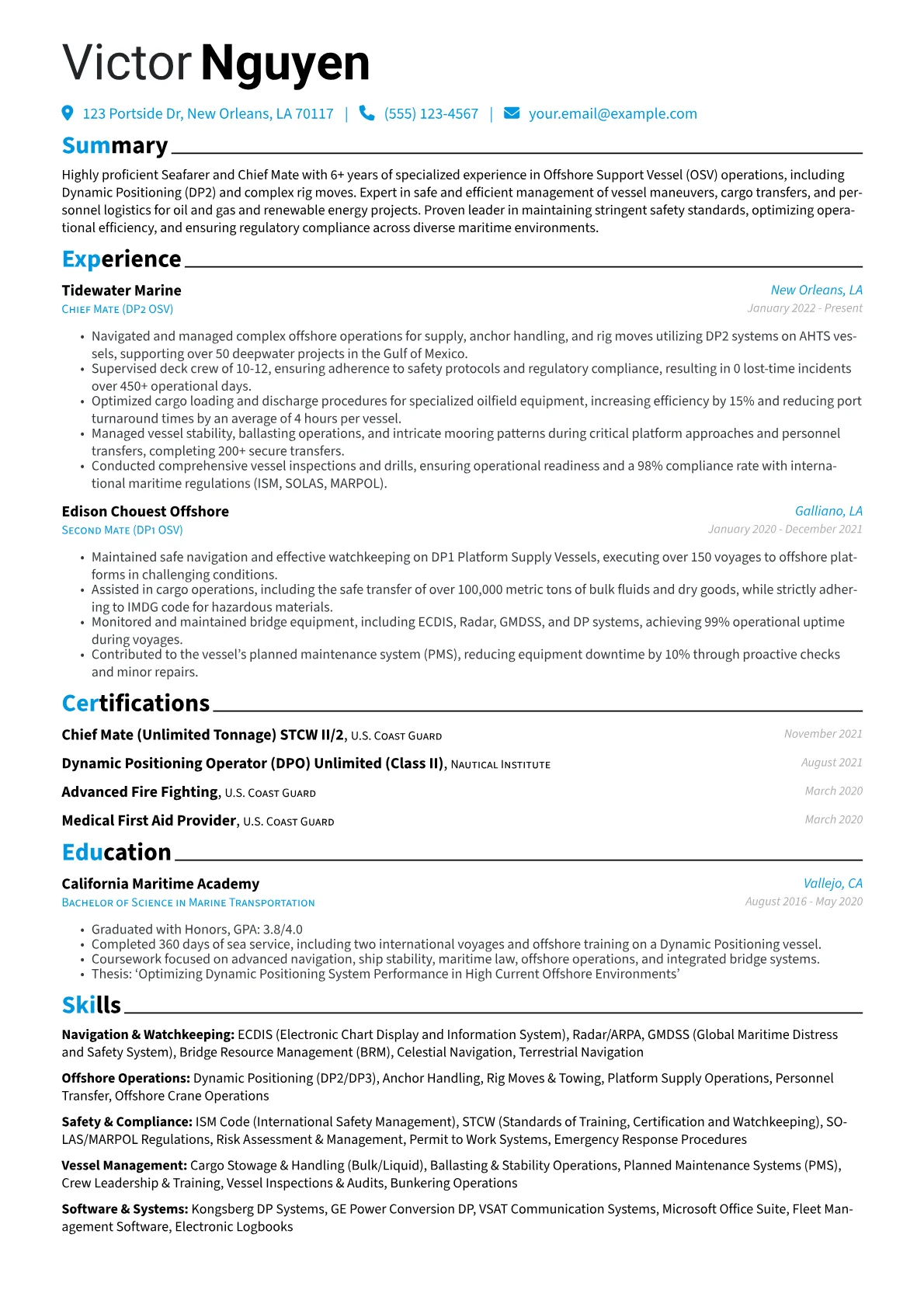 Seafarer resume example, Seafarer, page 1