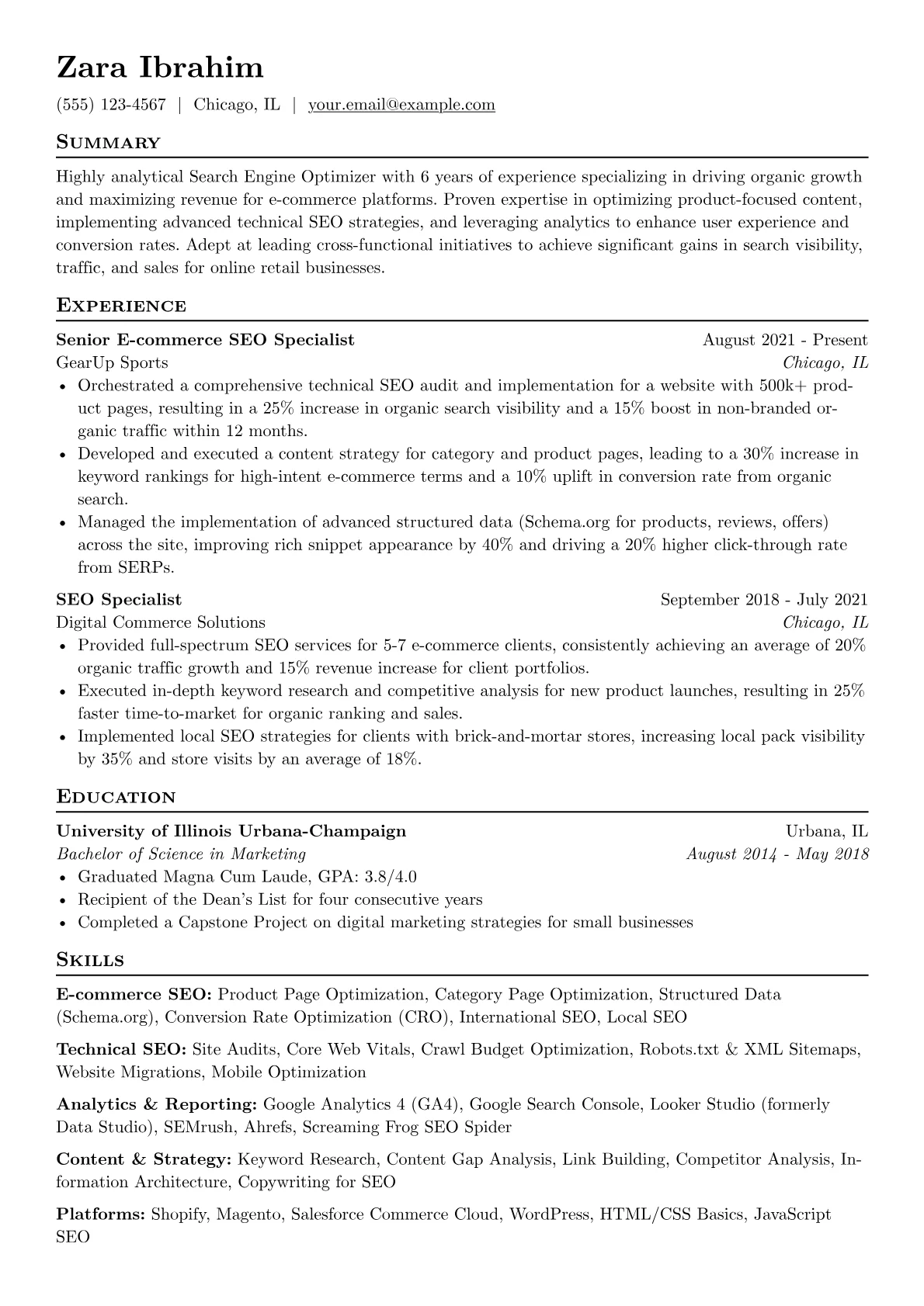 E-commerce SEO Specialist version - Page 1