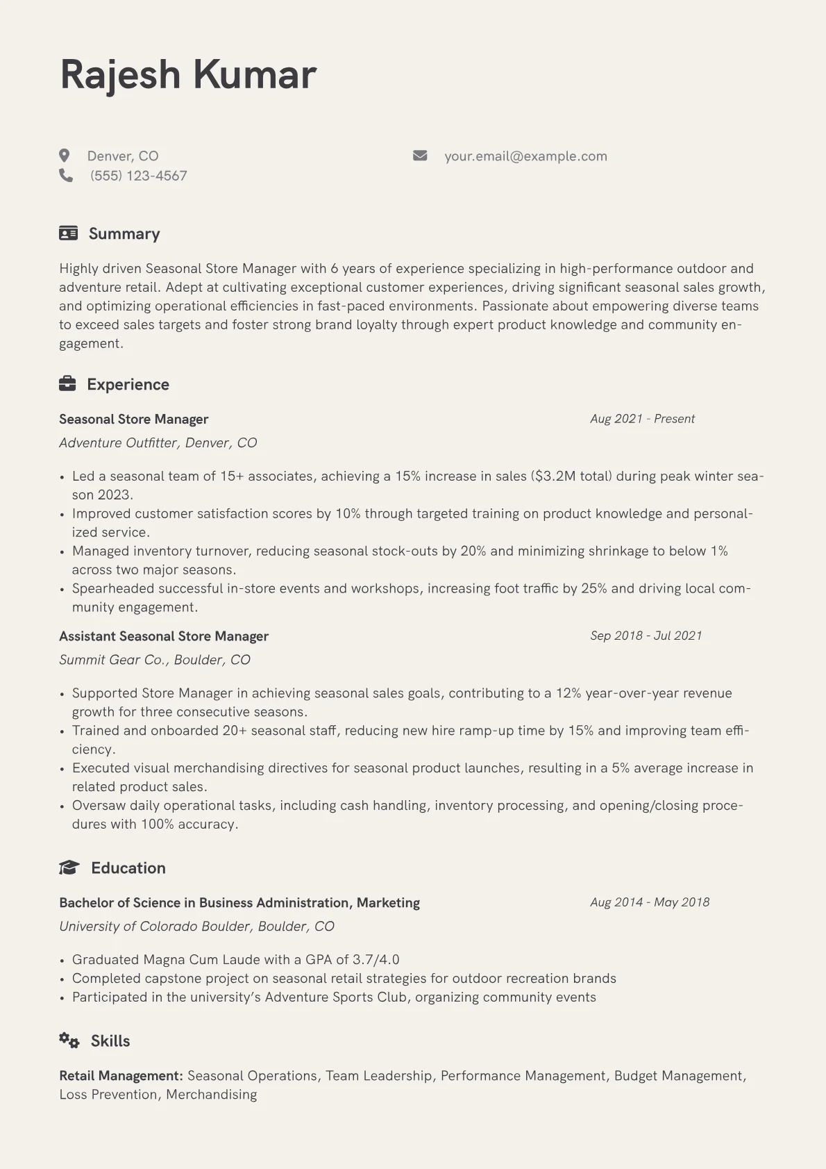 Seasonal Store Manager version - Page 1