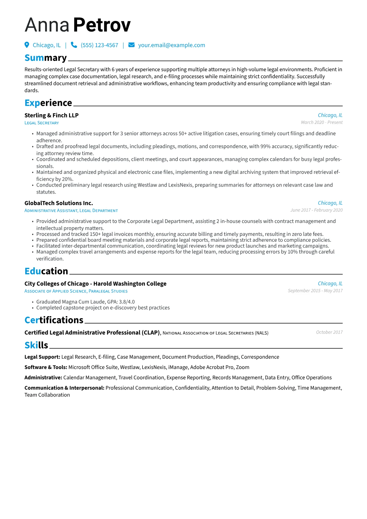 Legal Secretary version - Page 1