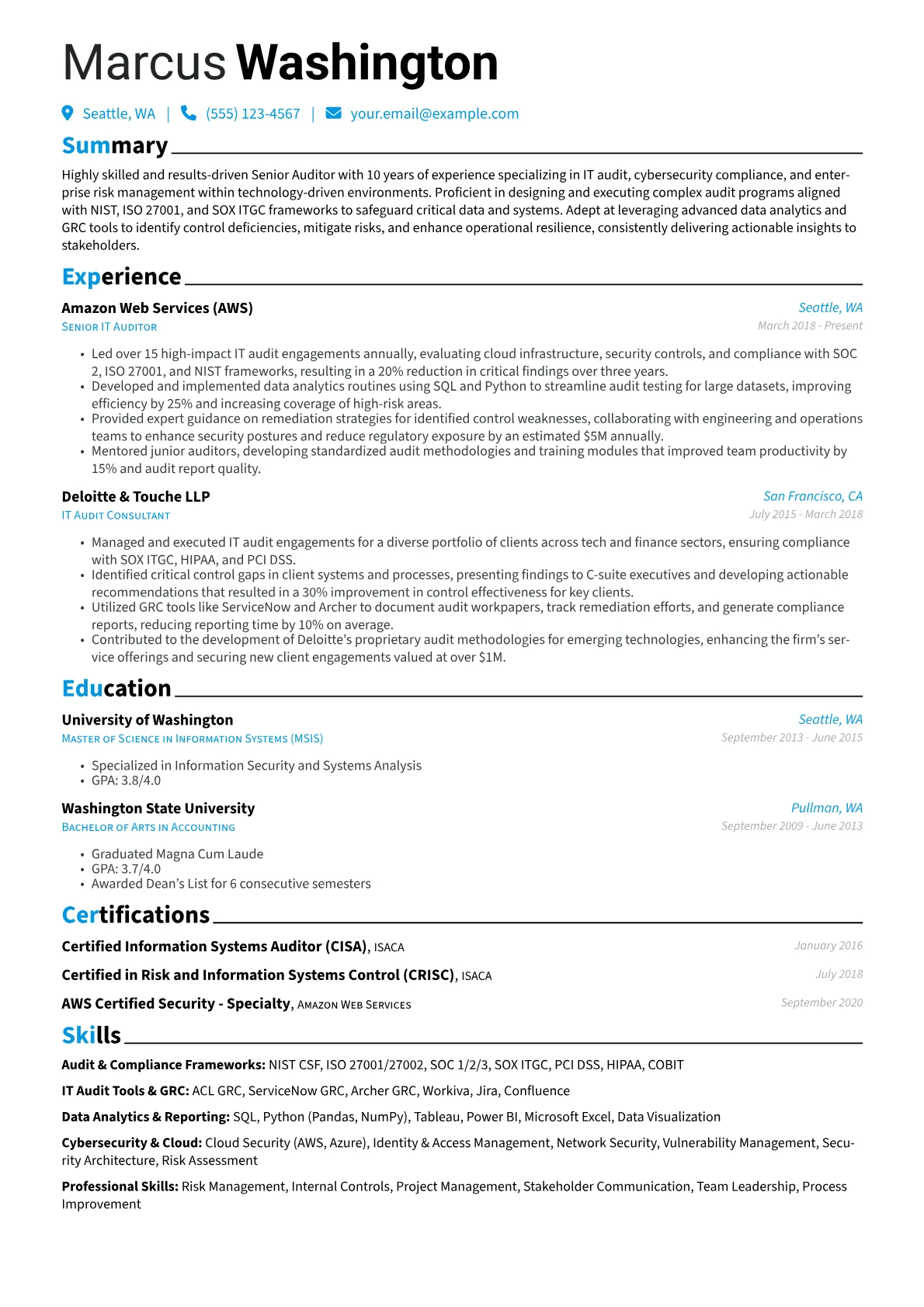 Senior IT Auditor version - Page 1