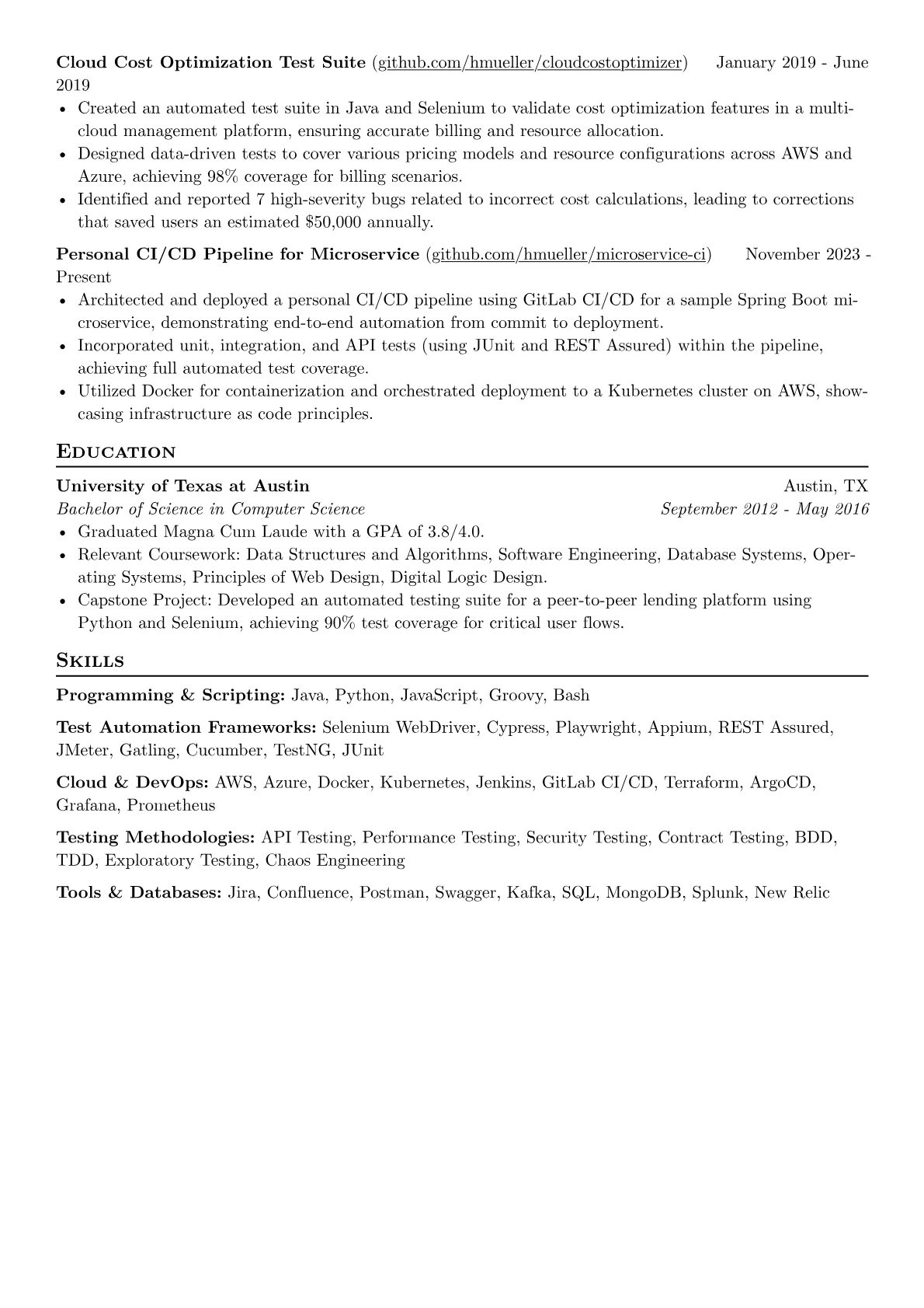 Senior Automation Test Engineer resume example, Senior Automation Test, page 2