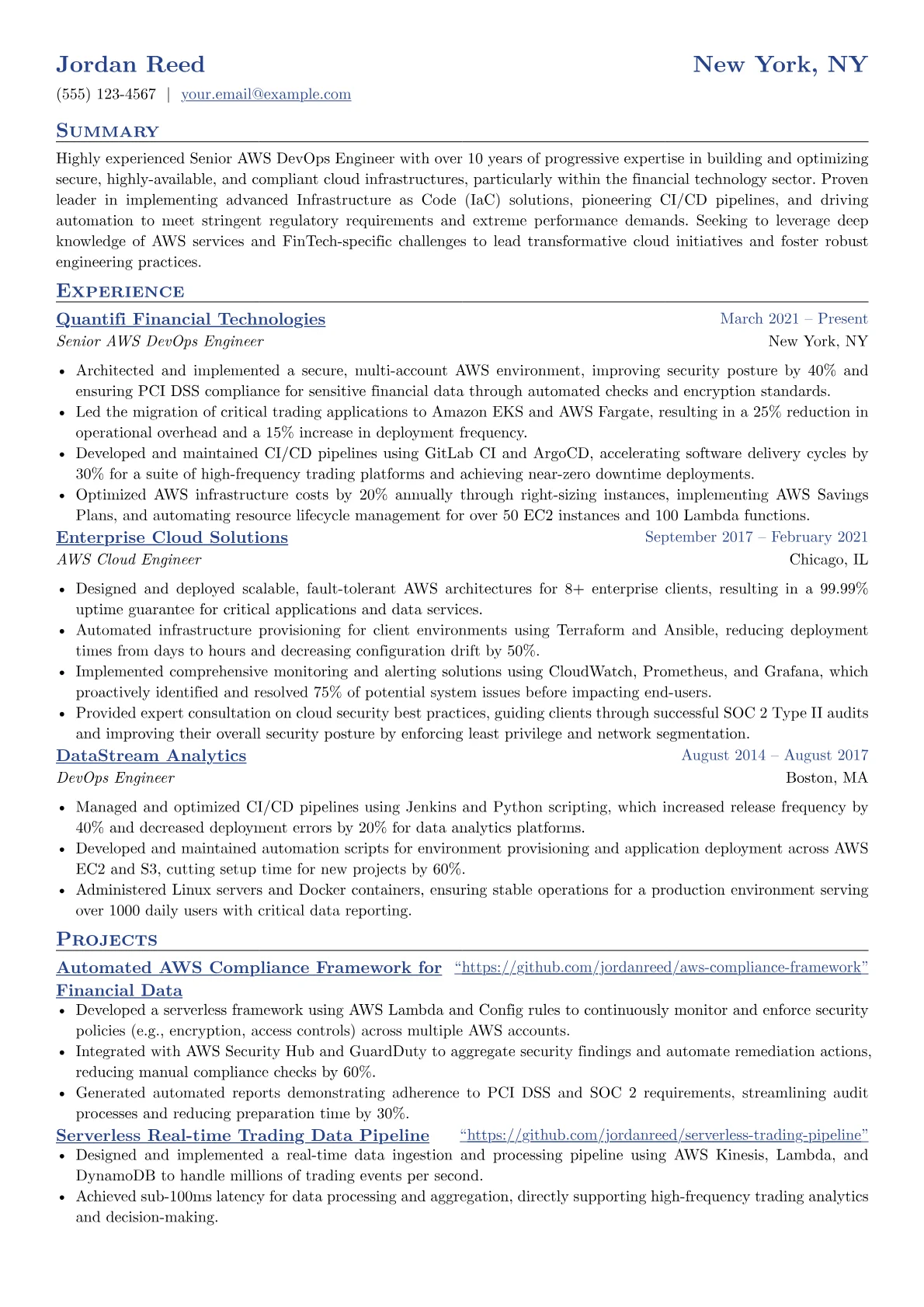 Senior AWS DevOps Engineer resume example, Senior AWS DevOps Engineer, page 1