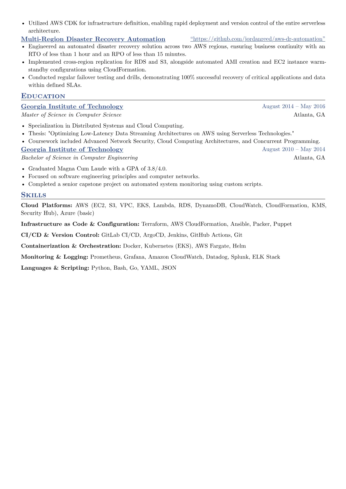 Senior AWS DevOps Engineer resume example, Senior AWS DevOps Engineer, page 2