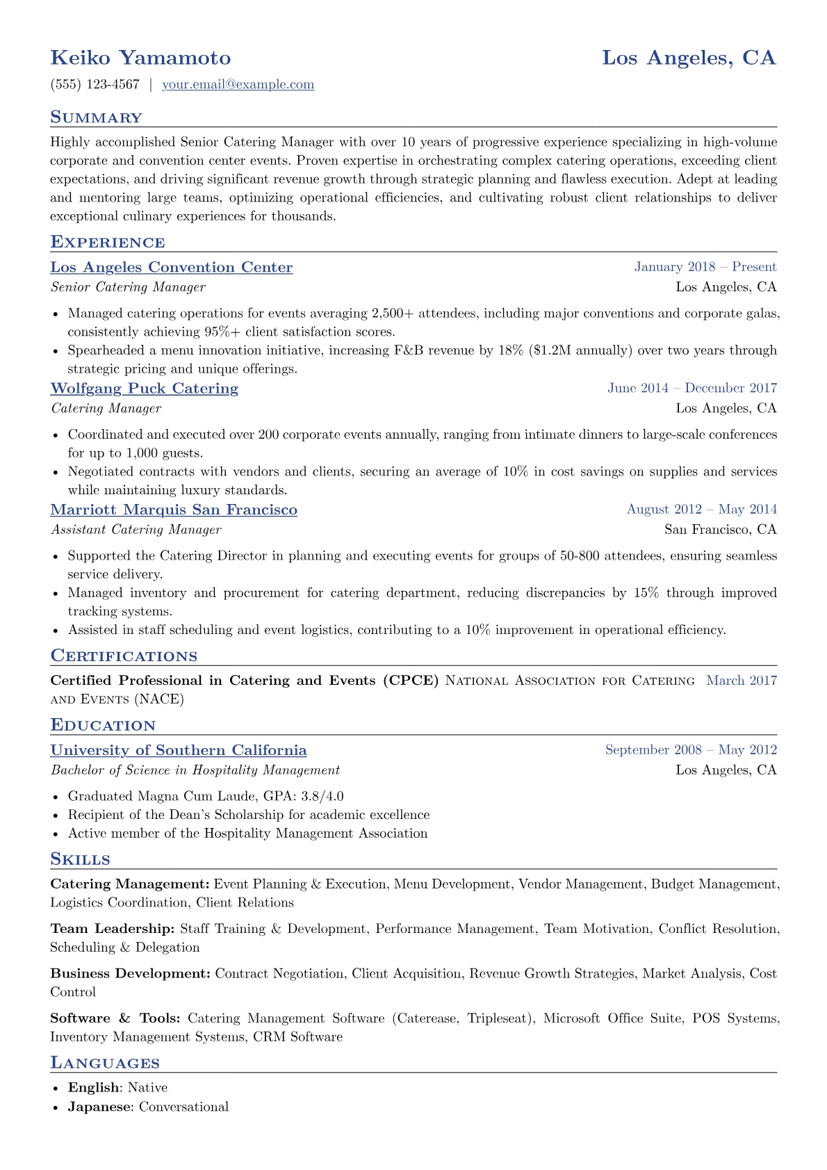 Senior Catering Manager version - Page 1