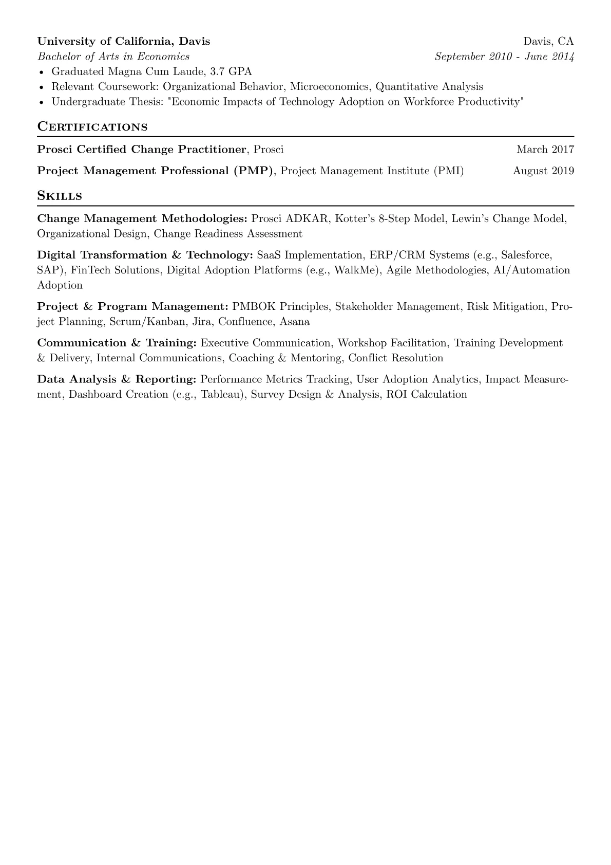 Senior Change Management Consultant resume example, Senior Change Management, page 2