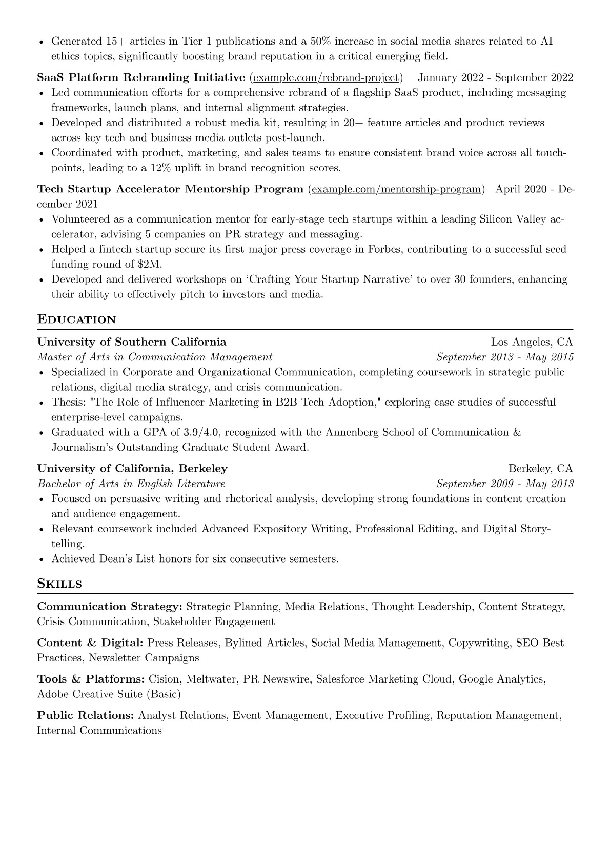 Senior Communication Specialist resume example, Communication Strategy, page 2